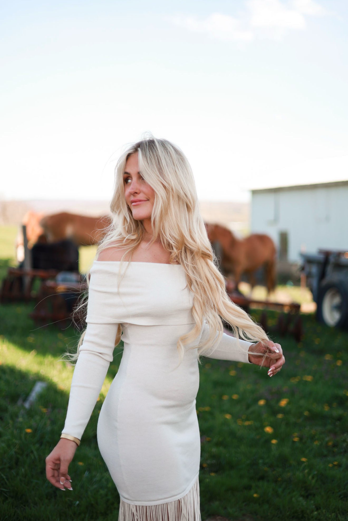 Free Winds Fringe Dress - Cream