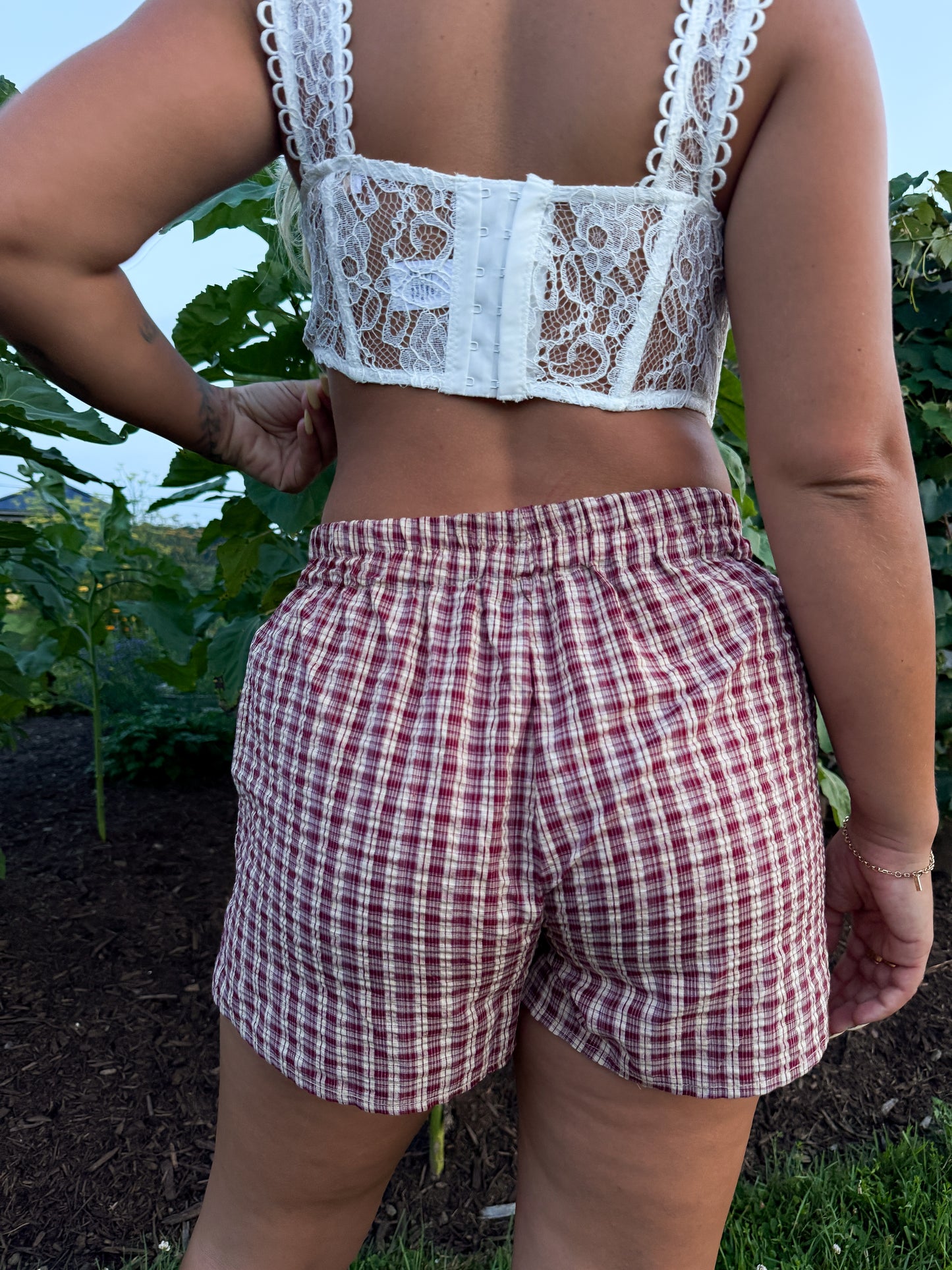 Gingham Boxer Shorts - Red Jam