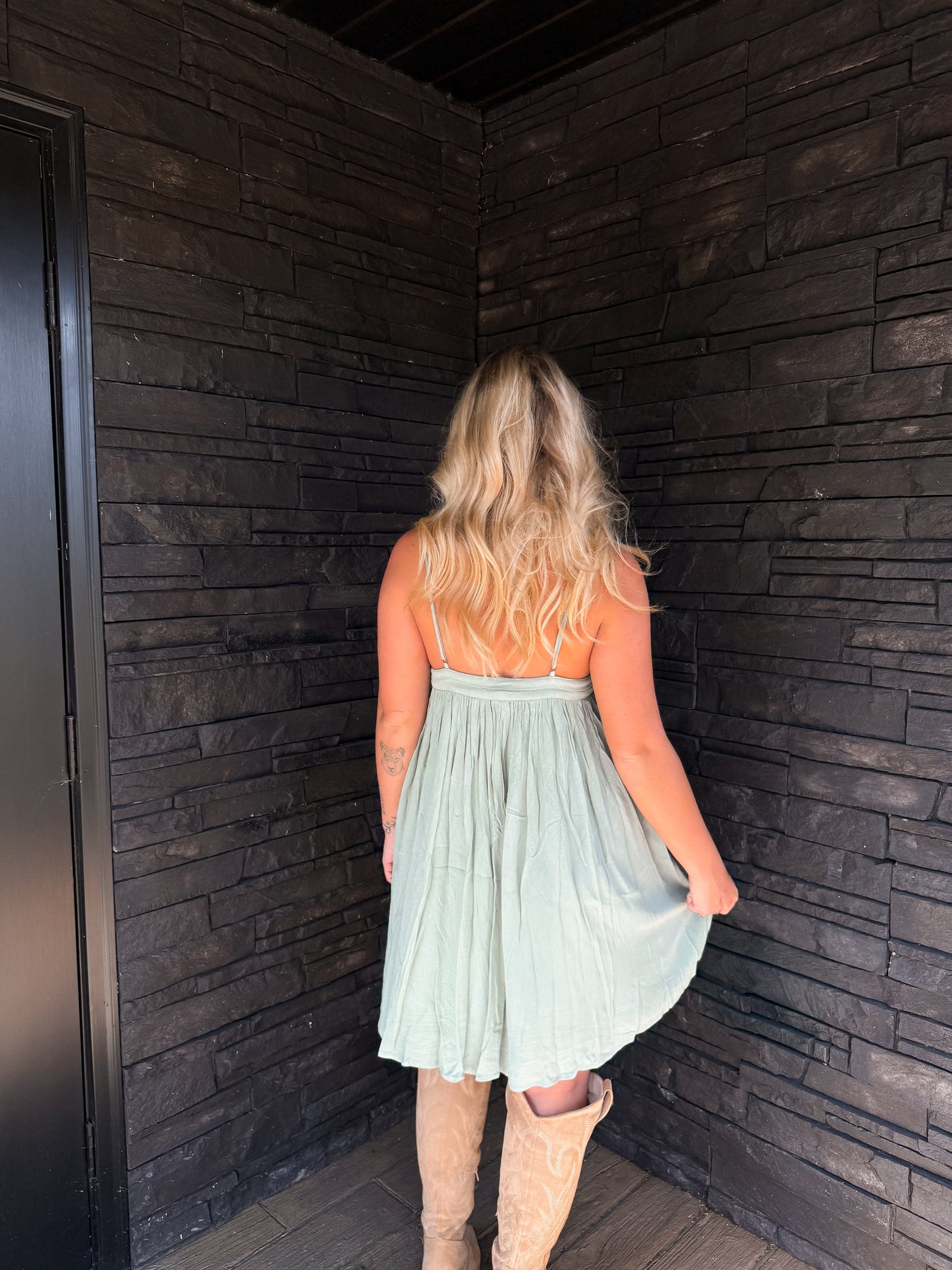 Willow Mini Dress - Green Tea