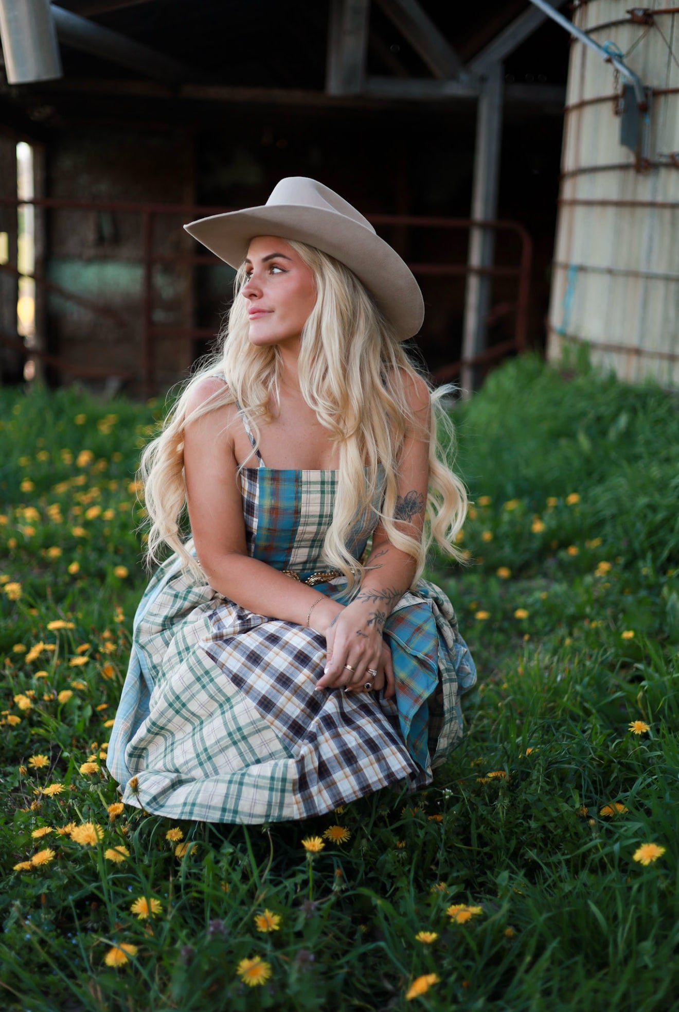 Sagebrush Plaid Maxi Dress - Mint