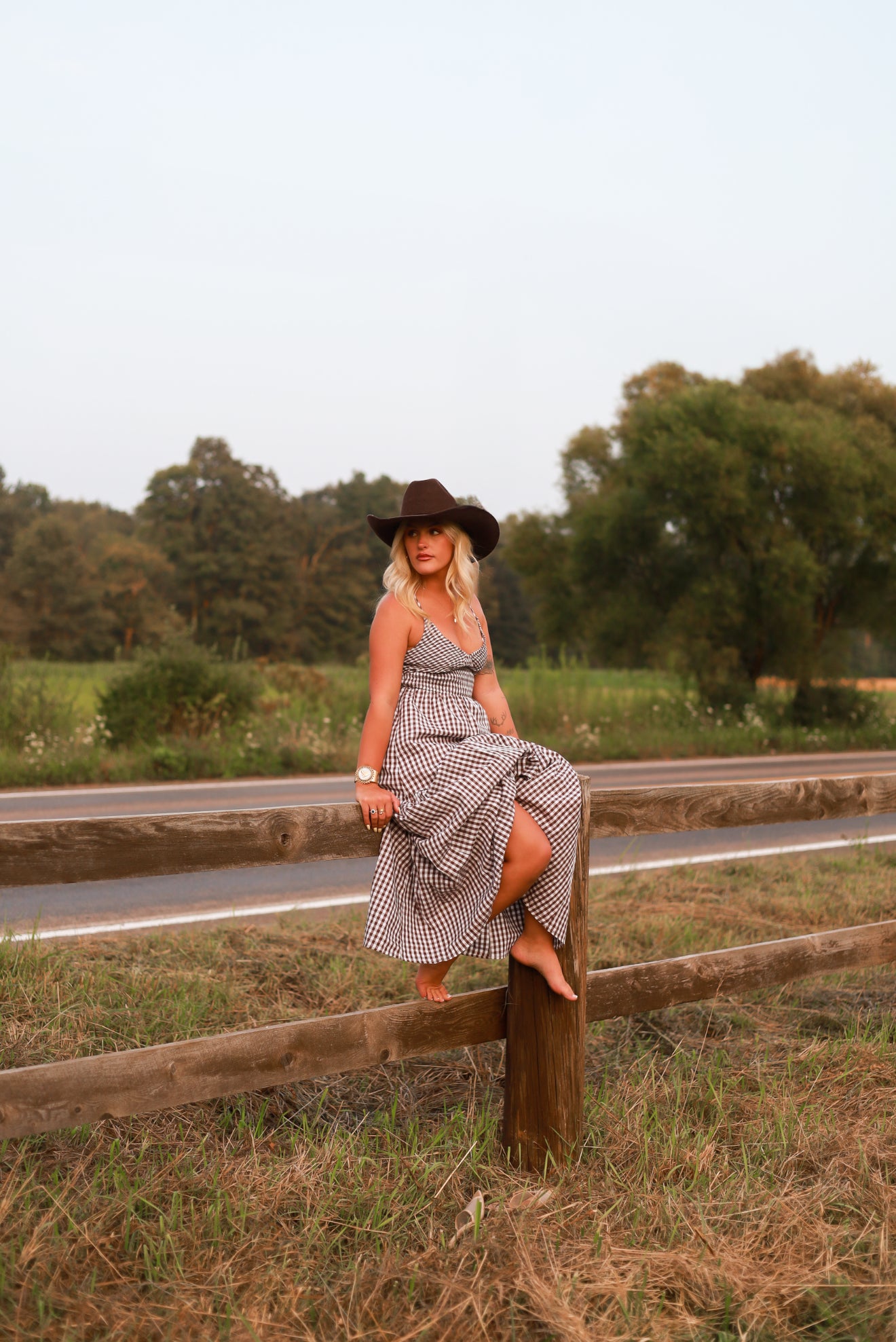 Jackson Gingham Maxi Dress - Brown