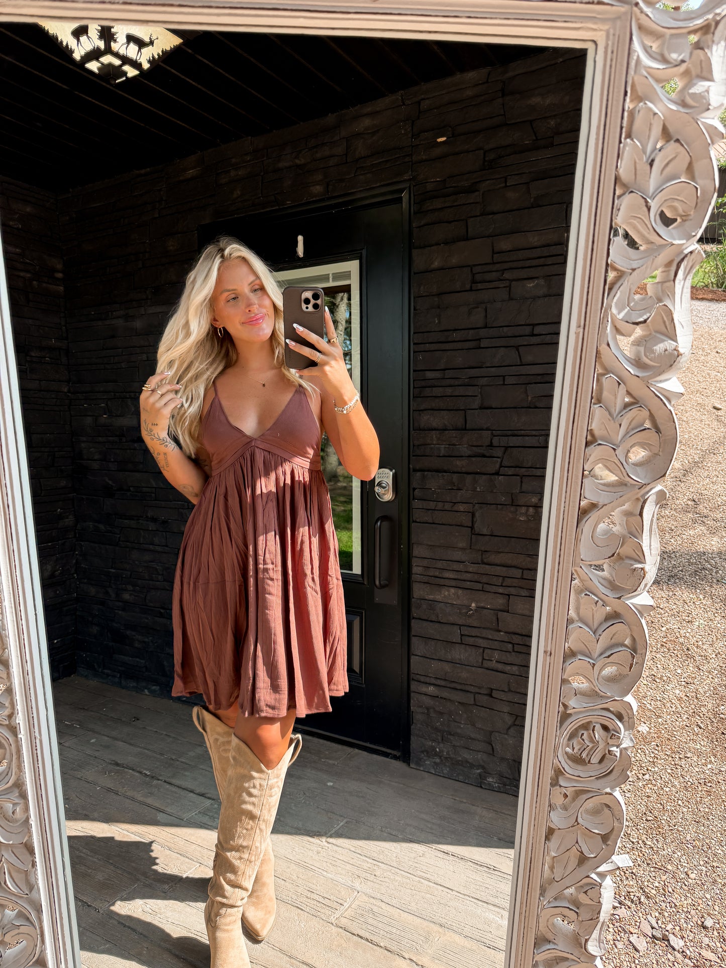 Willow Mini Dress - Mocha