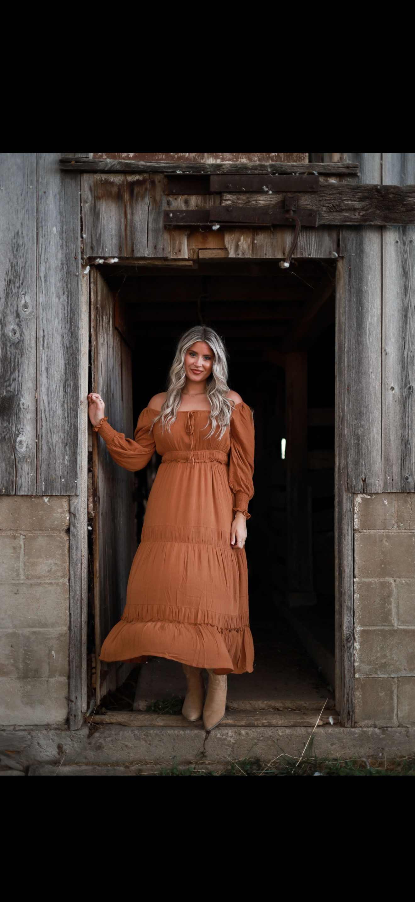 Barnwood Tiered Maxi Dress - Caramel