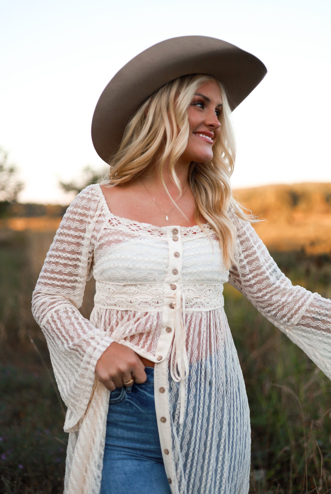 Sheer Lace Layering Midi Dress - Vanilla