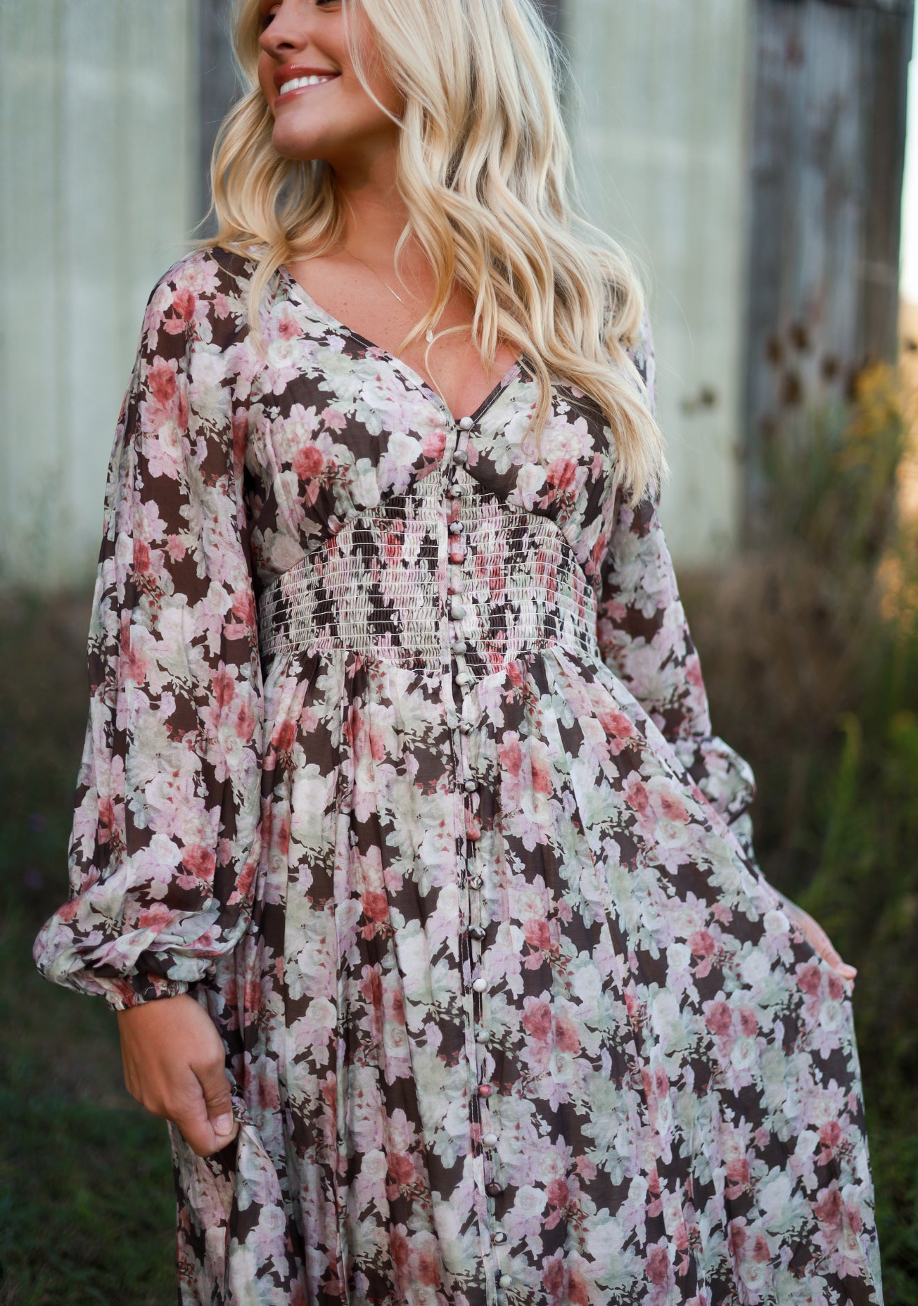 Spiced Orchard Maxi Dress - Brown