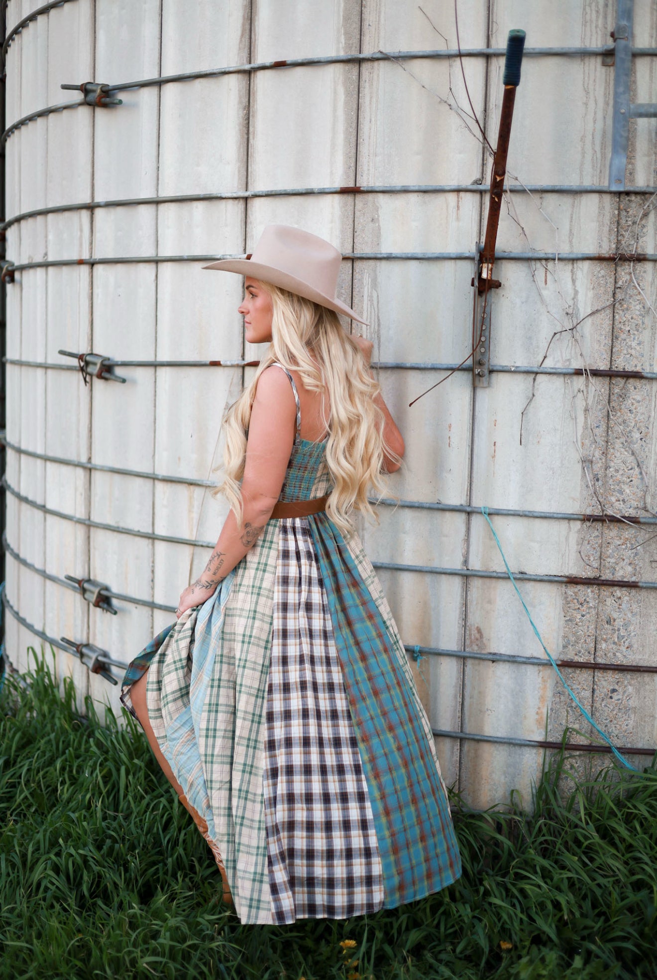 Sagebrush Plaid Maxi Dress - Mint