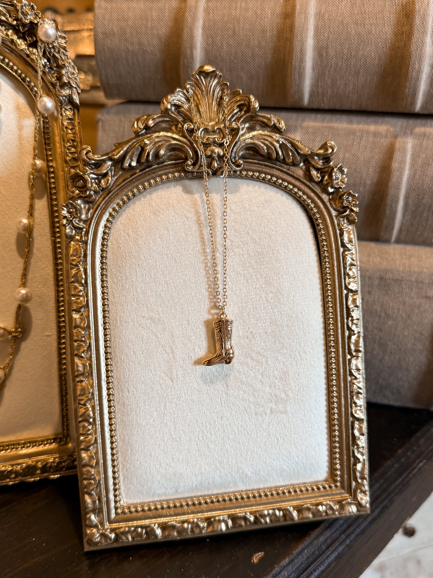 Cowboy Boot Necklace - Gold