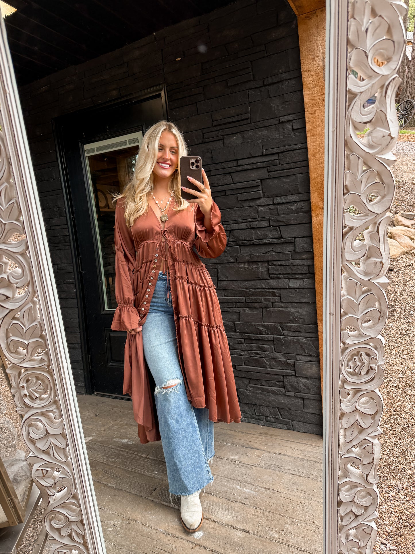 Folklore Duster Dress - Rust
