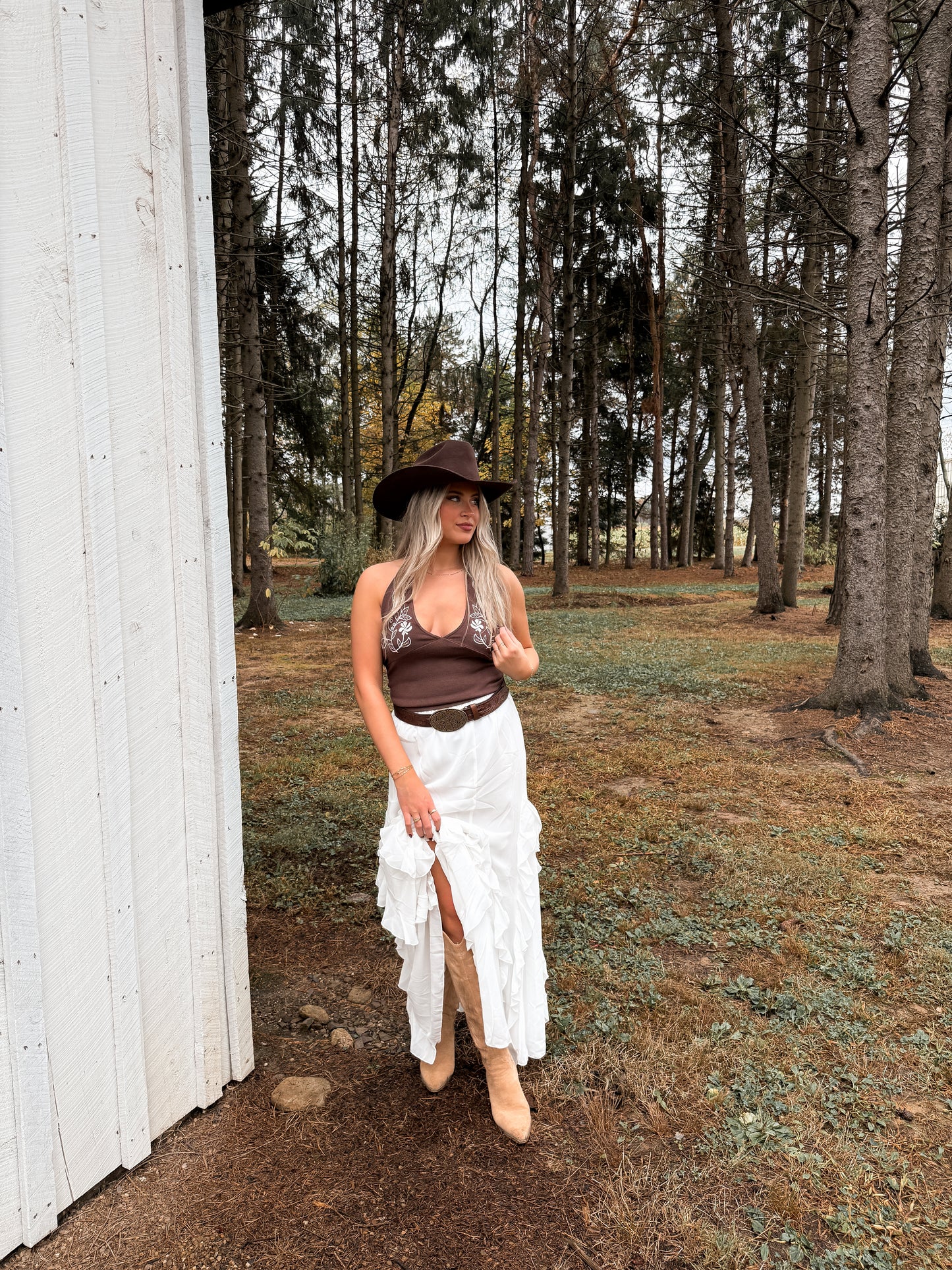 Wisteria Halter Top - Brown