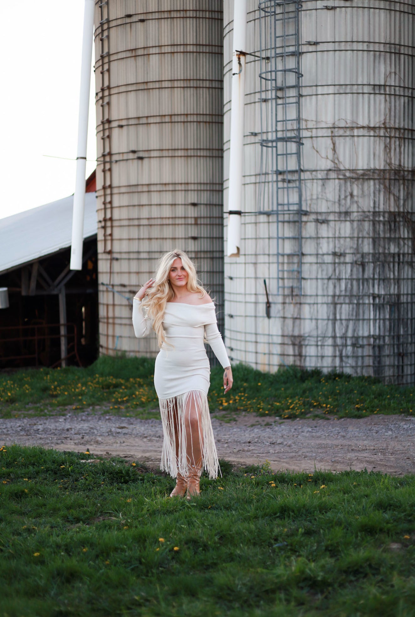Free Winds Fringe Dress - Cream
