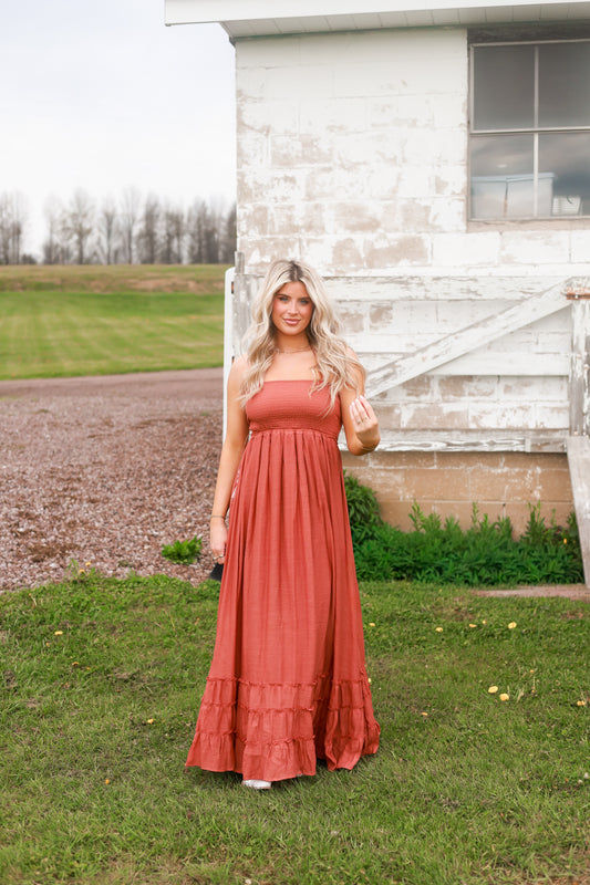 Wanderlust Halter Dress - Terracotta
