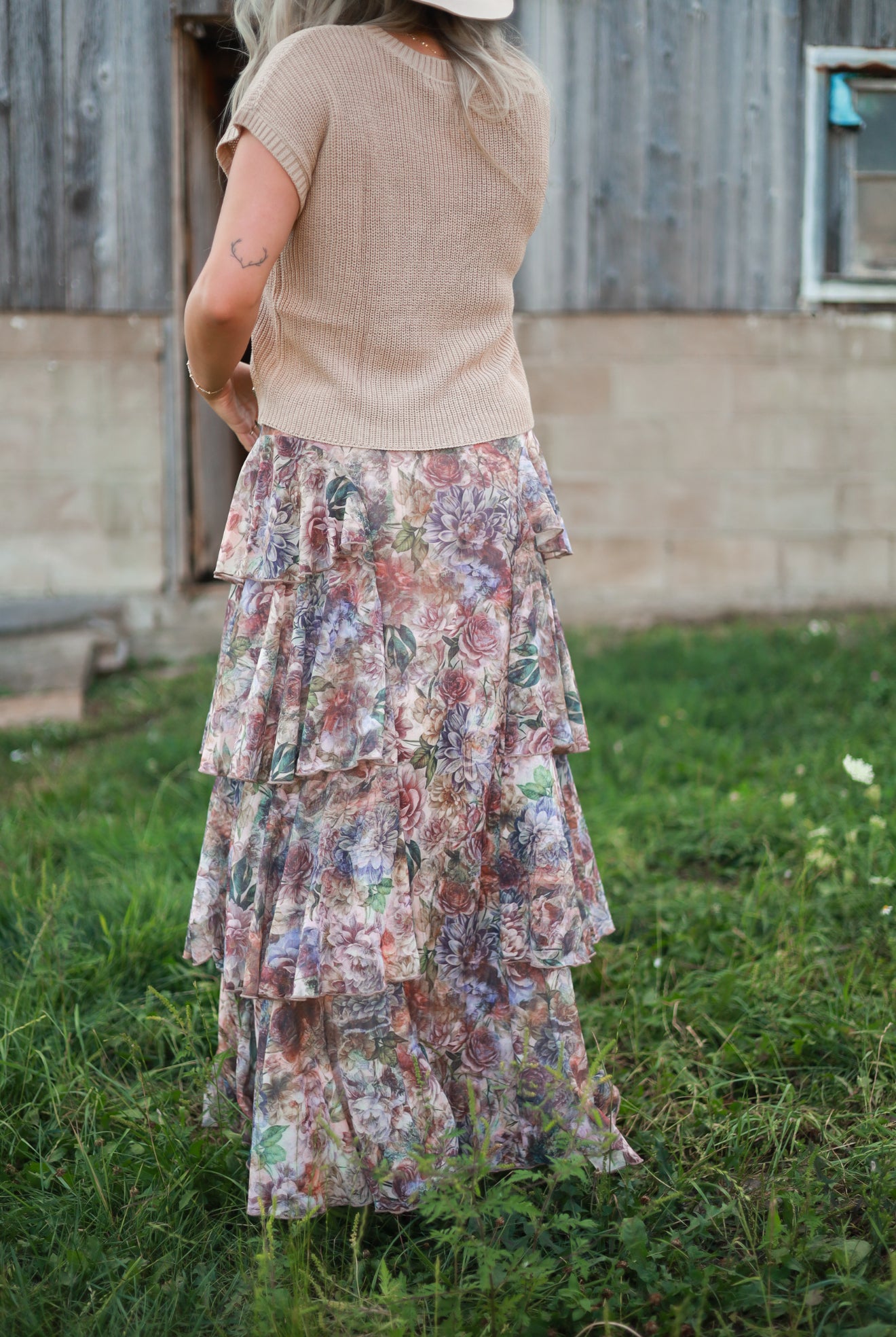 Meadowlark Blooms Tiered Maxi Skirt