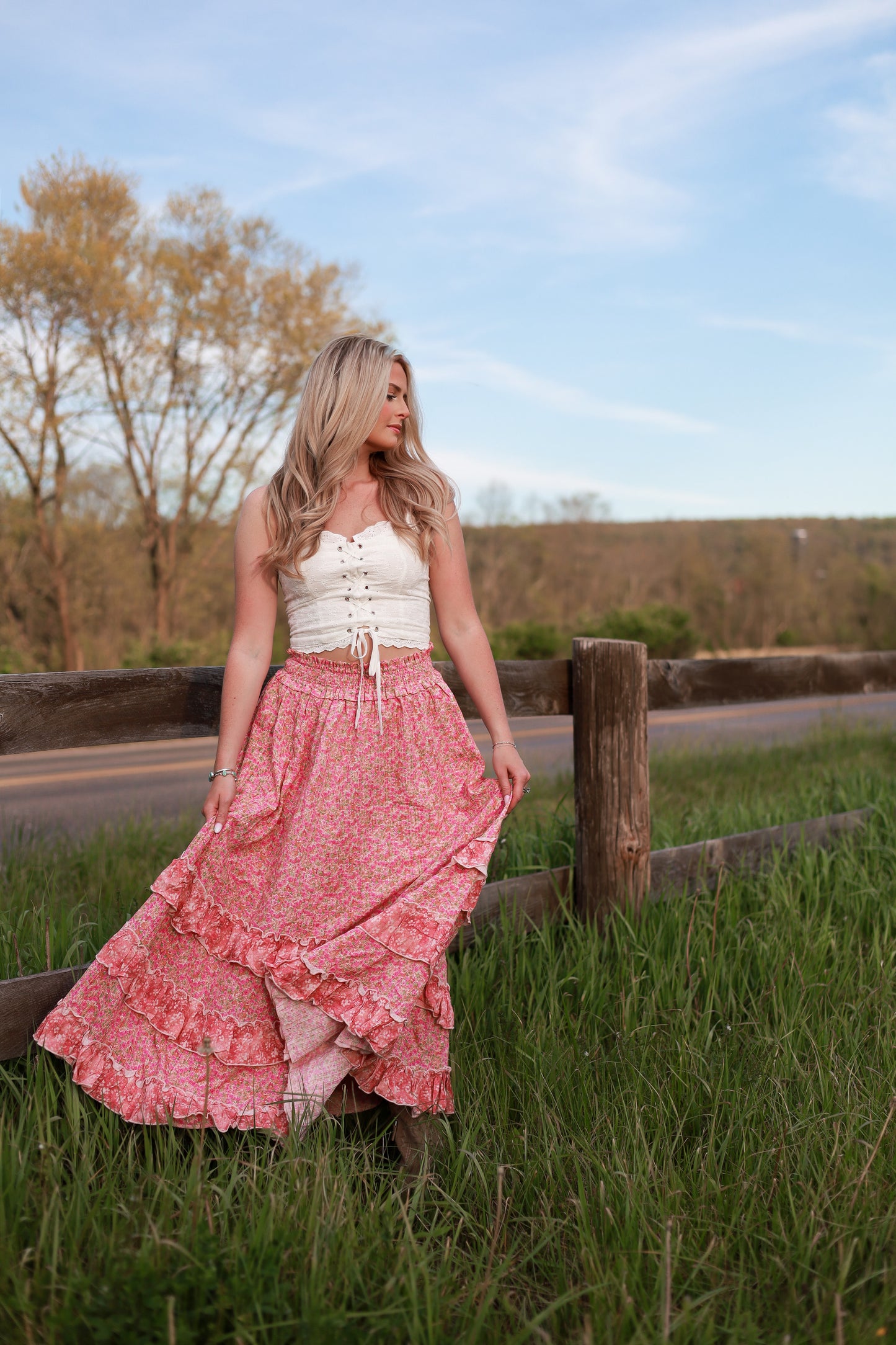 Strawberry Fleur Maxi Skirt