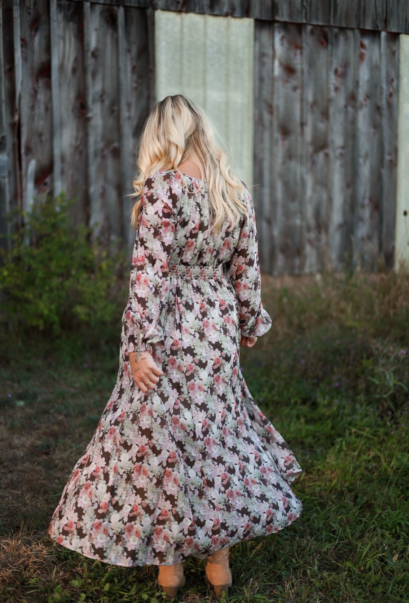 Spiced Orchard Maxi Dress - Brown