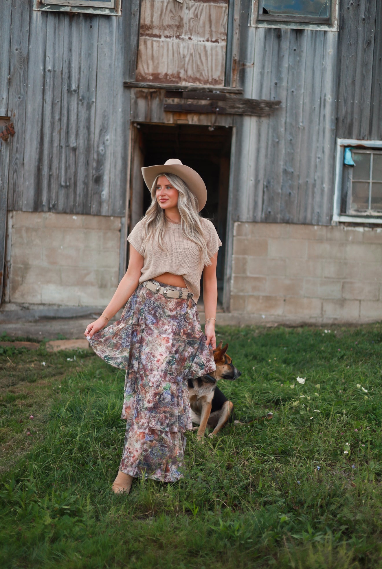 Meadowlark Blooms Tiered Maxi Skirt