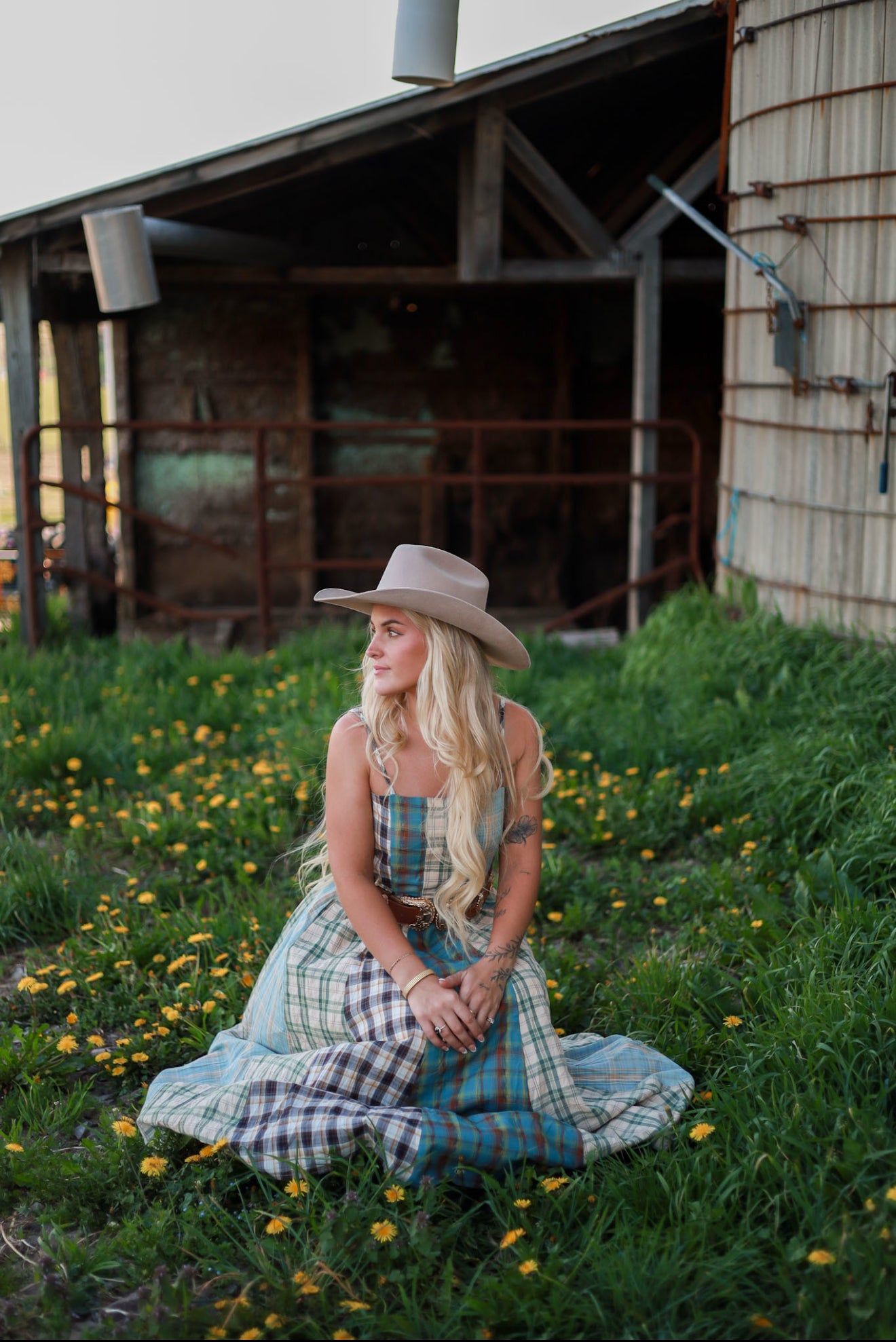 Sagebrush Plaid Maxi Dress - Mint