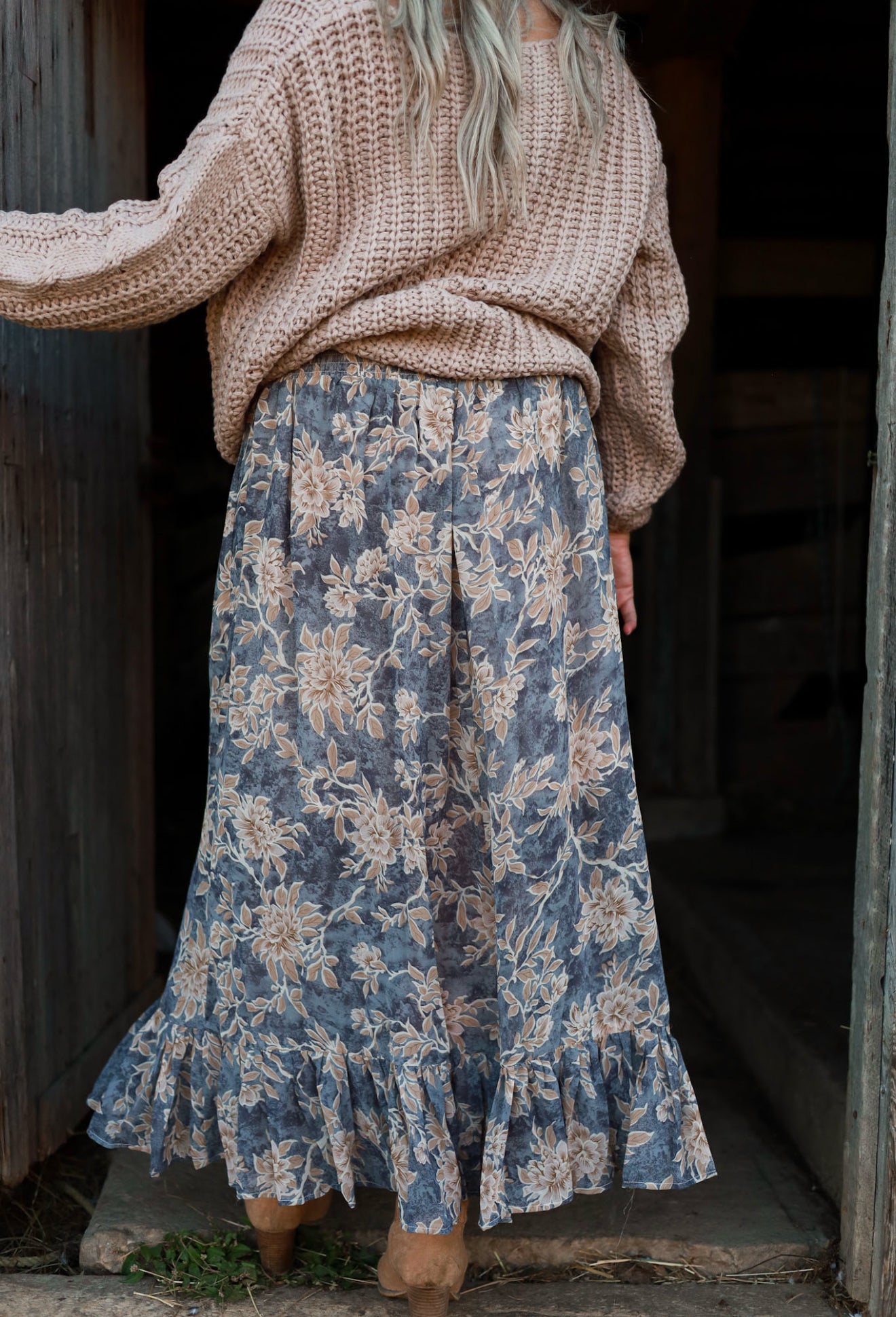 Thistlewood Drop-Waist Maxi Skirt - Blue