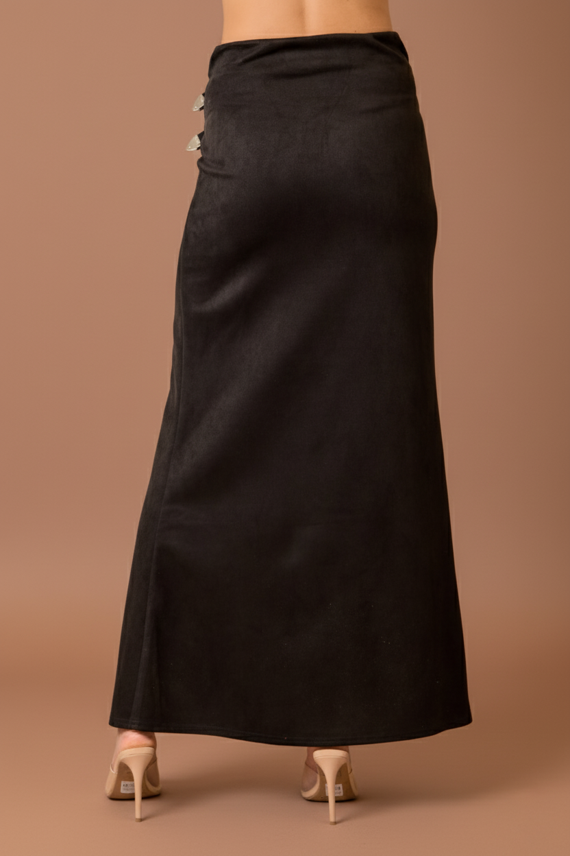 Bronc & Buckle Maxi Skirt - Black