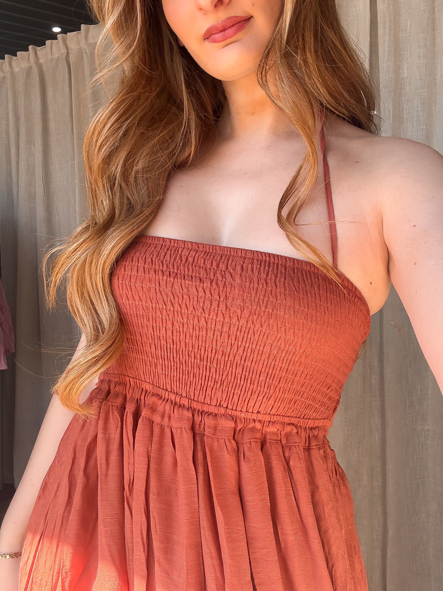 Wanderlust Halter Dress - Terracotta