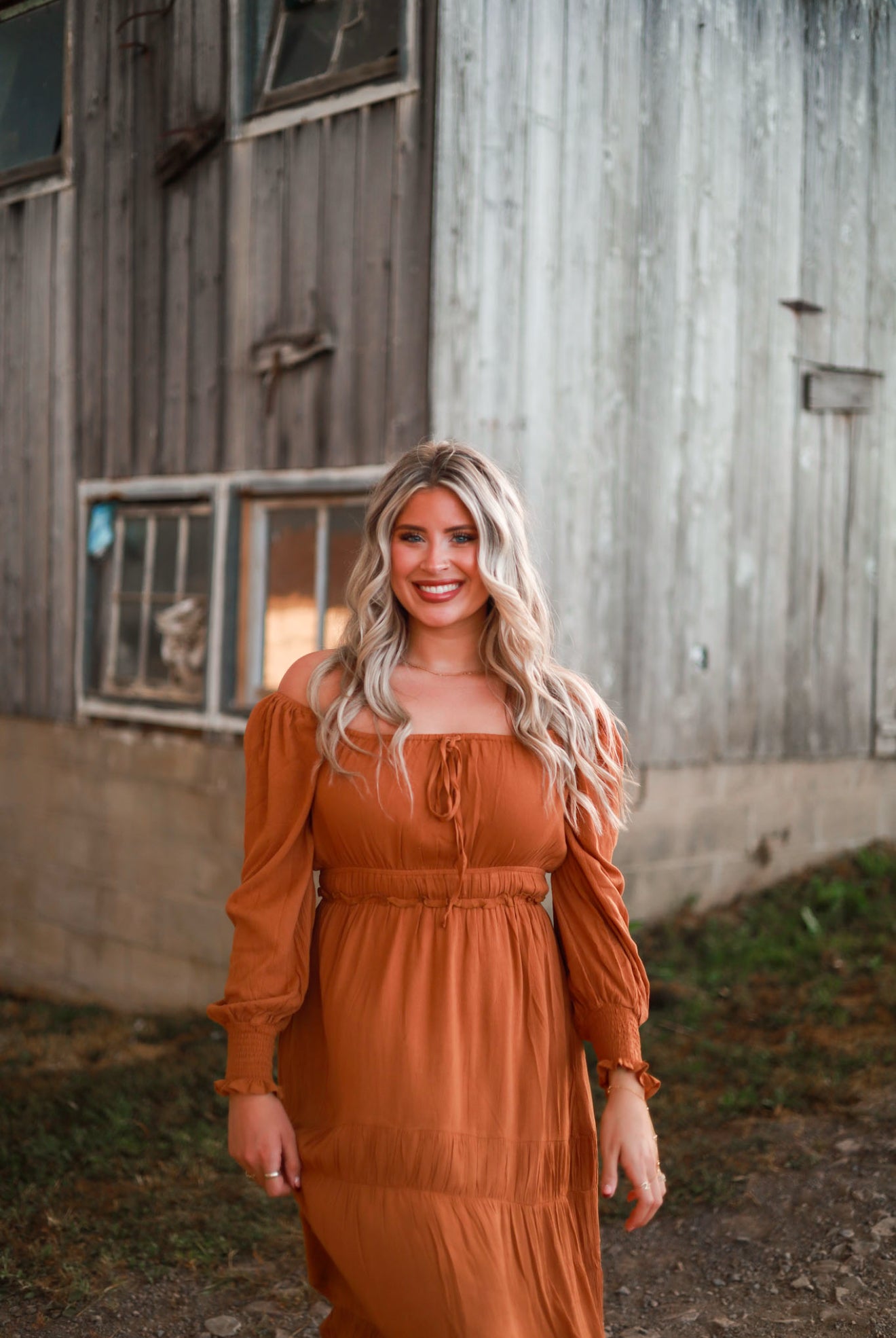 Barnwood Tiered Maxi Dress - Caramel