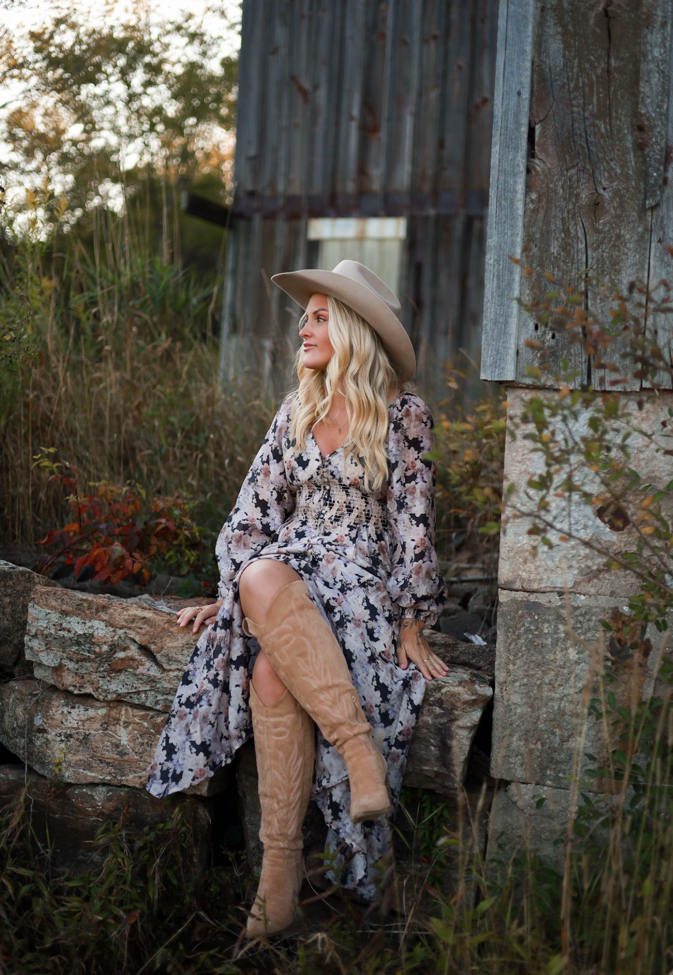 Spiced Orchard Maxi Dress - Black