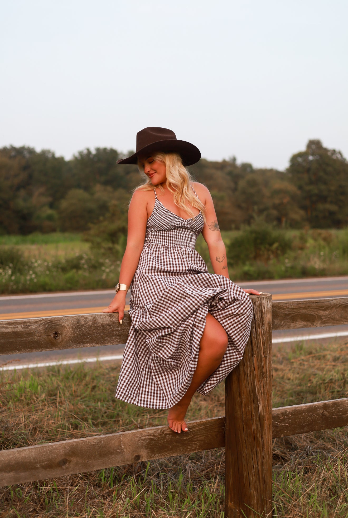 Jackson Gingham Maxi Dress - Brown