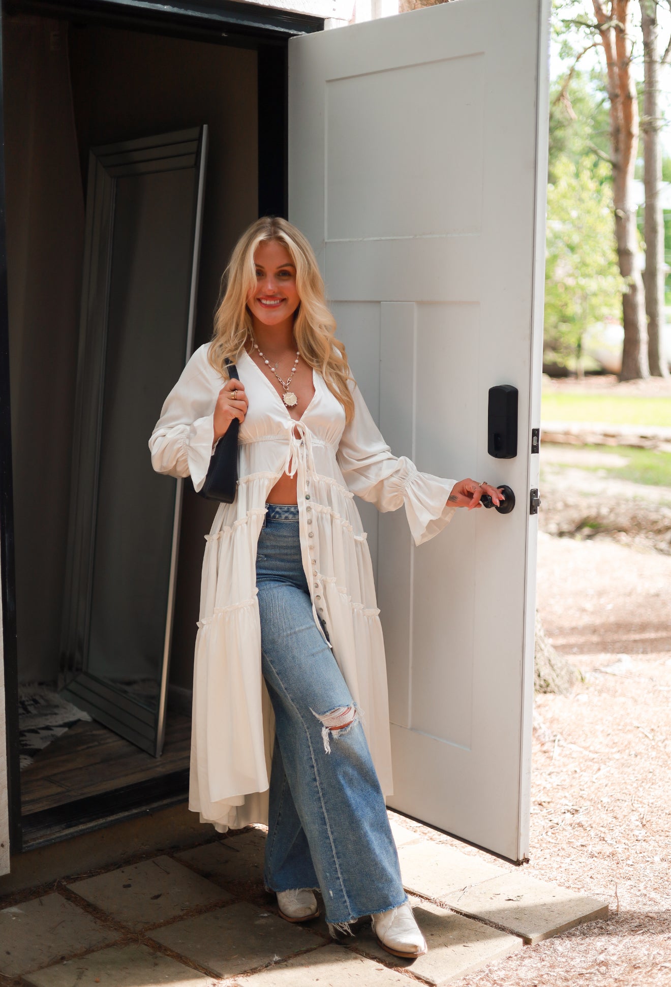 Folklore Duster Dress - White