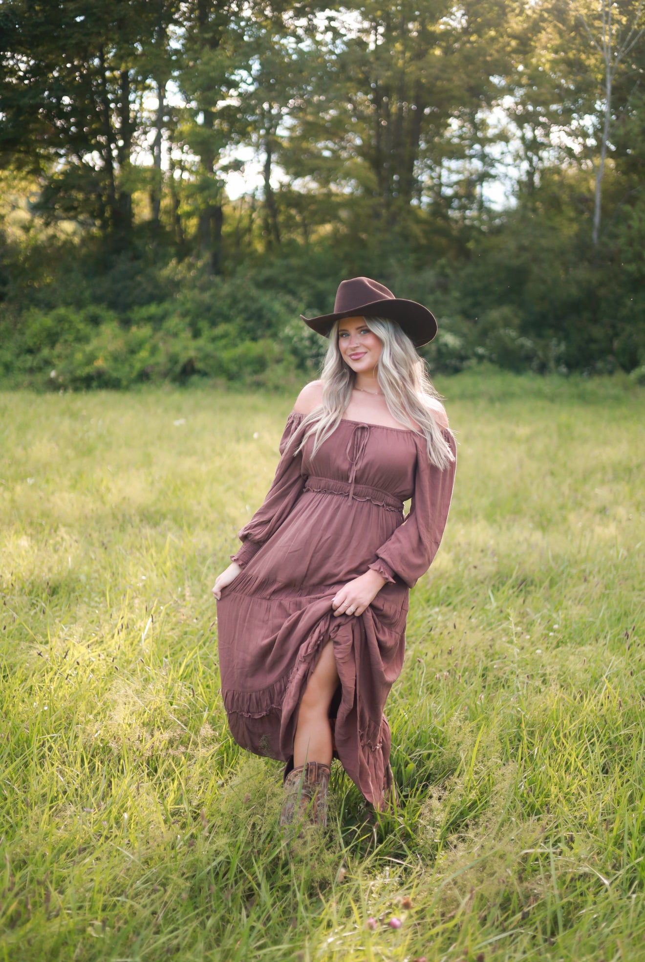 Barnwood Tiered Maxi Dress - Mocha