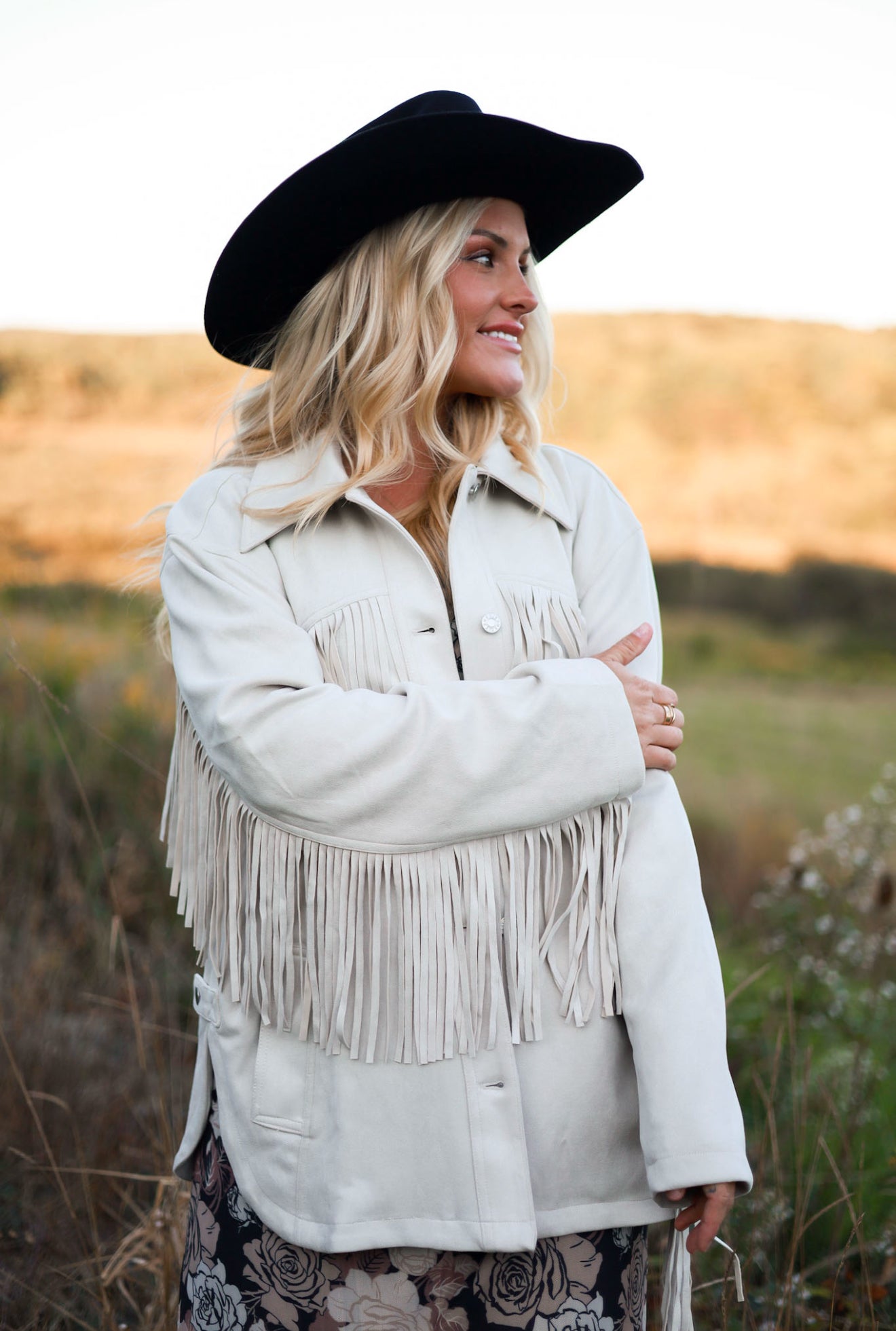 Statton Suede Fringe Jacket - Cream