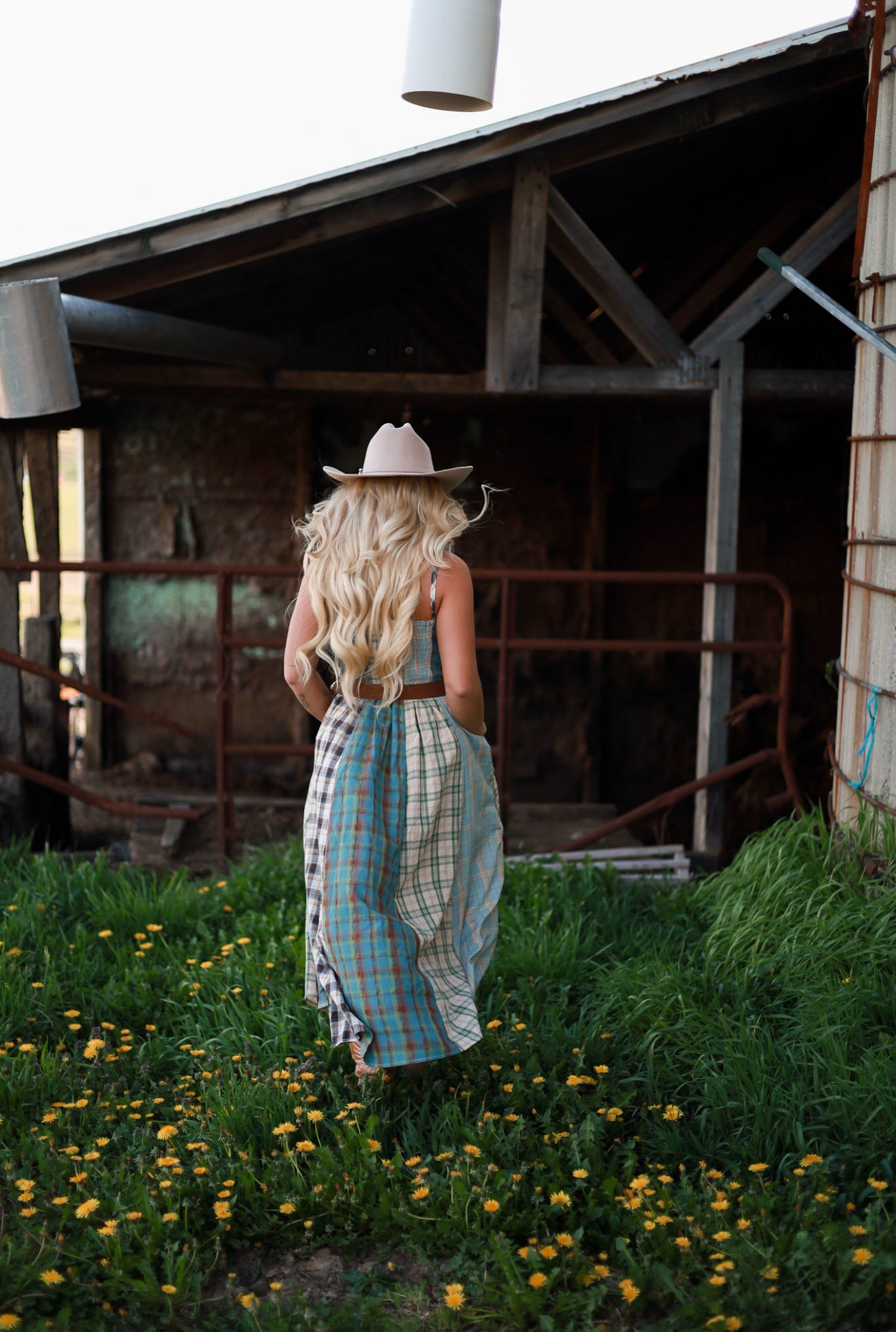 Sagebrush Plaid Maxi Dress - Mint