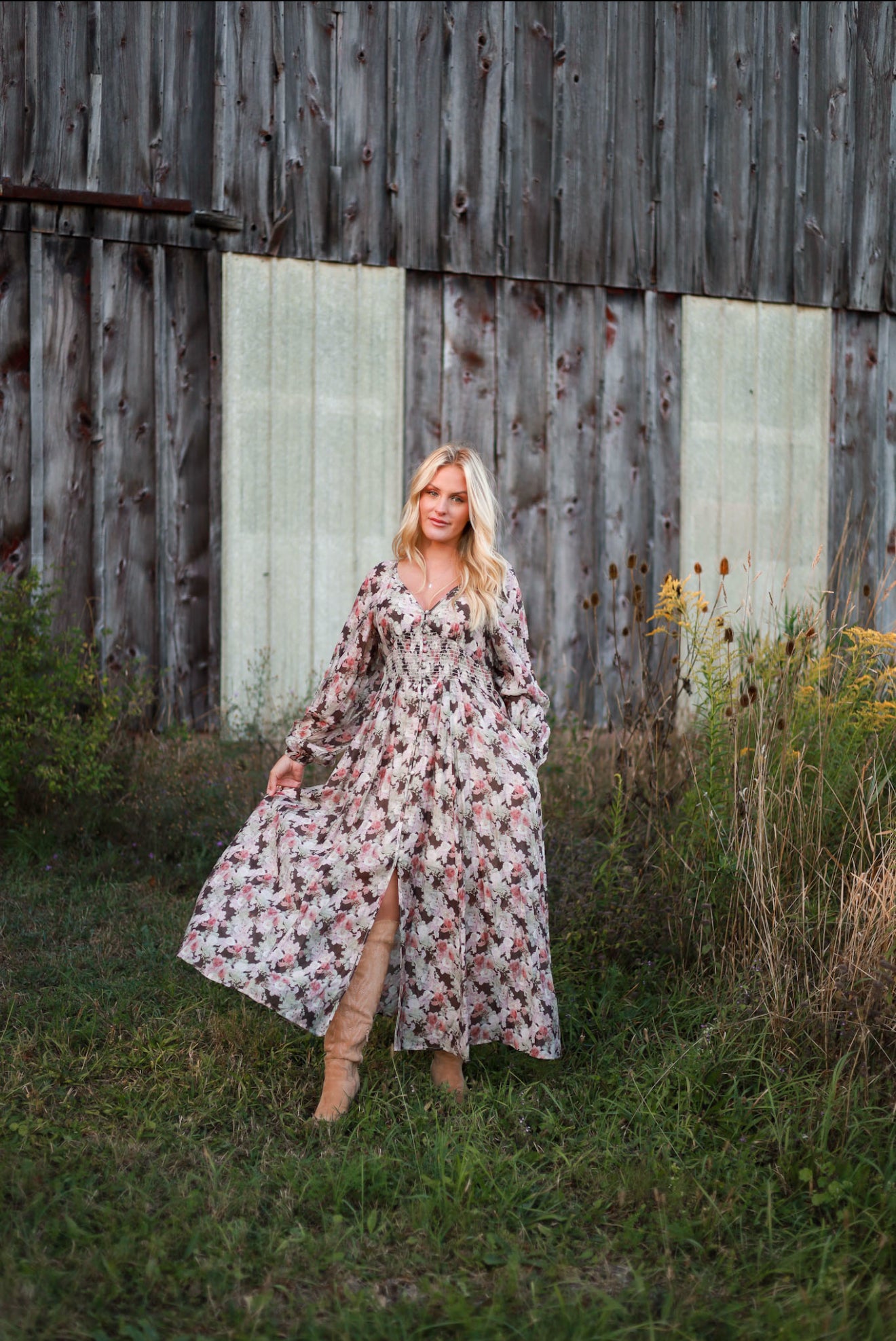 Spiced Orchard Maxi Dress - Brown