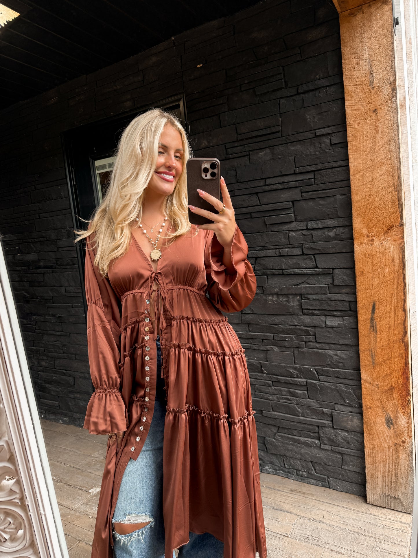 Folklore Duster Dress - Rust