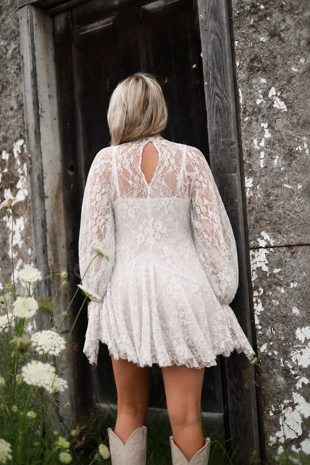 Harlow Lace Mini Dress - White