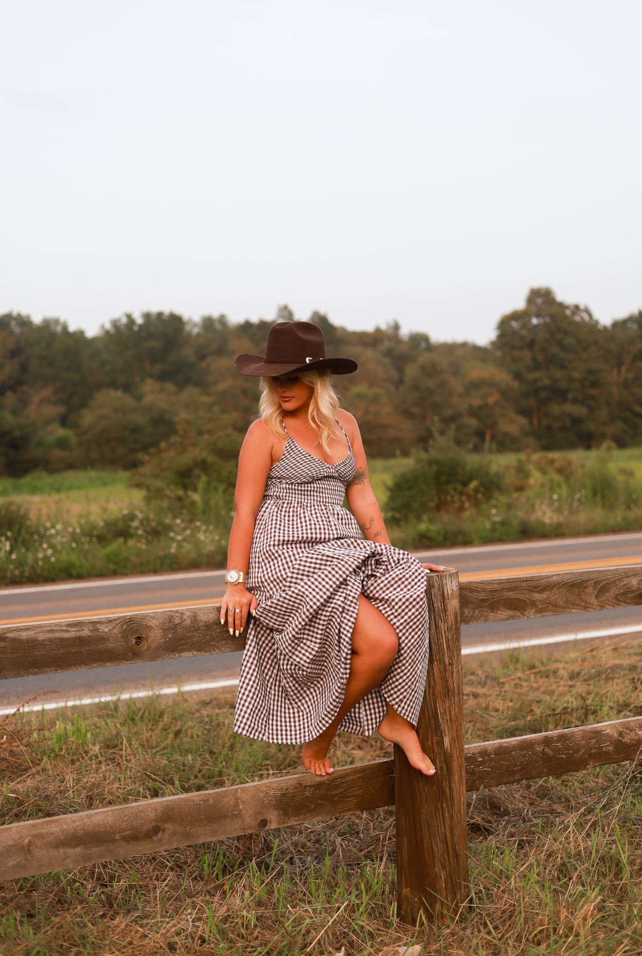 Jackson Gingham Maxi Dress - Brown