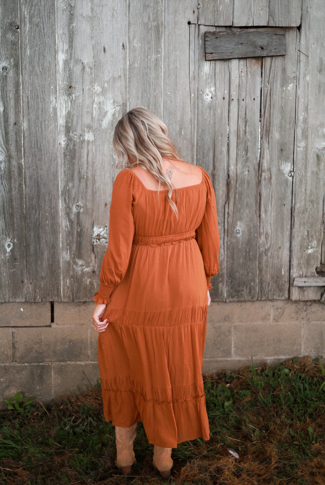 Barnwood Tiered Maxi Dress - Caramel