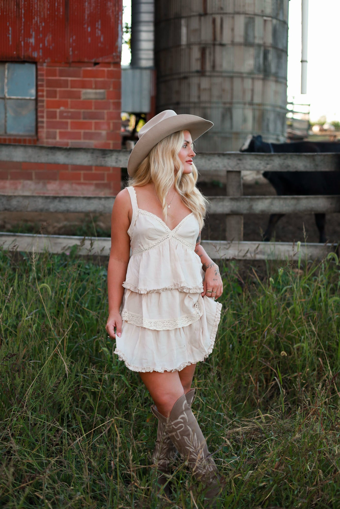 Cream Cottage Tired Lace Mini Dress
