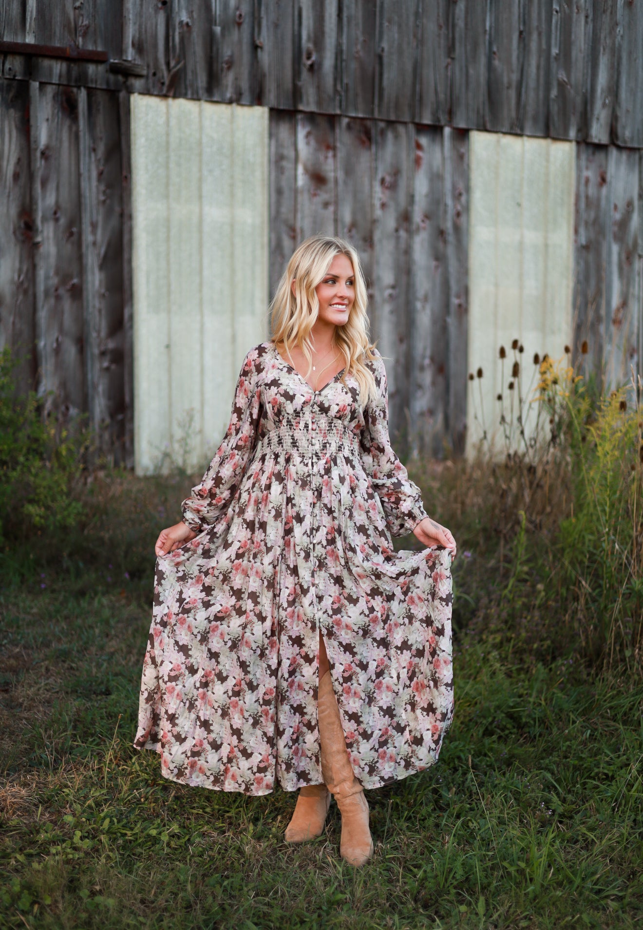 Spiced Orchard Maxi Dress - Brown