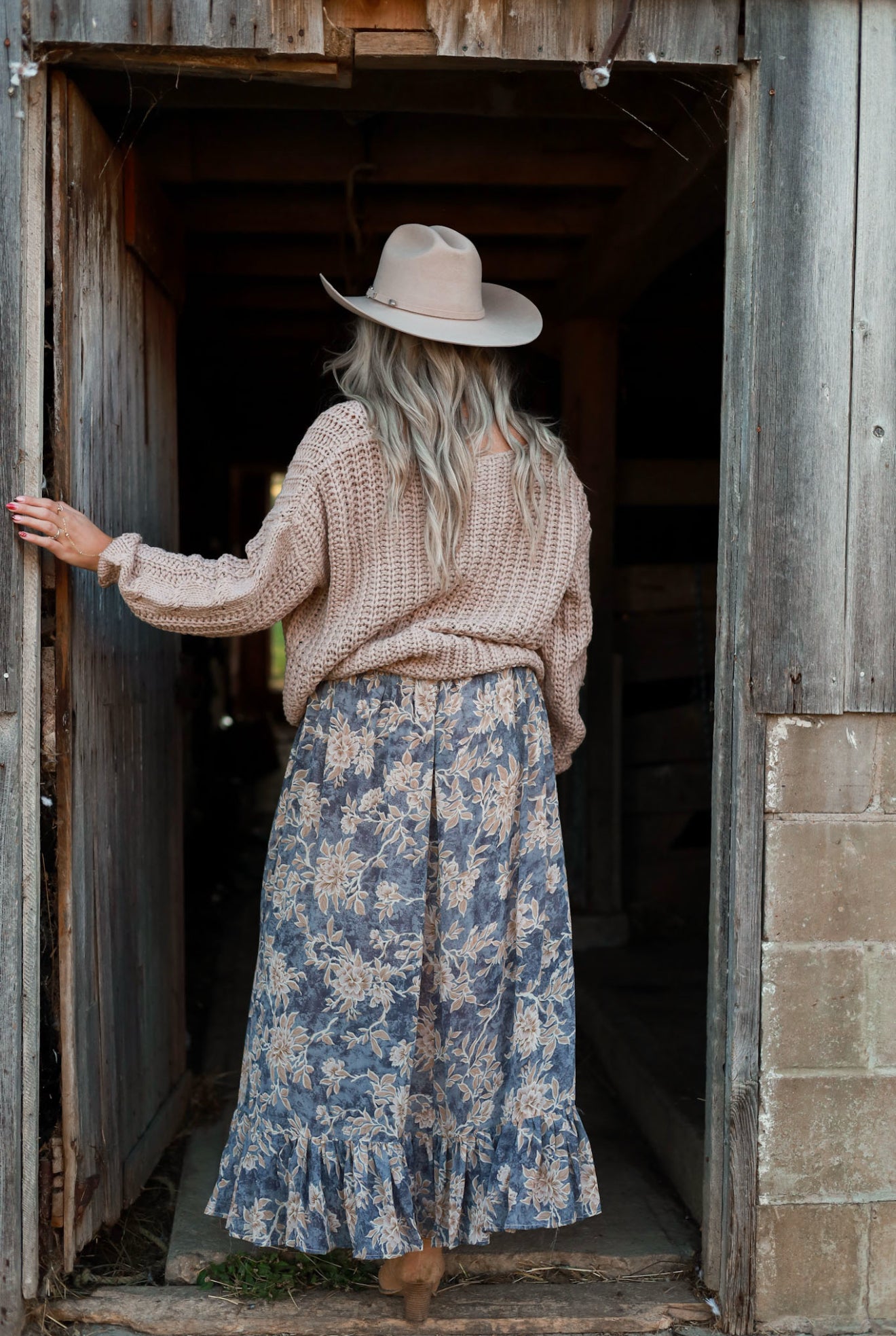 Thistlewood Drop-Waist Maxi Skirt - Blue