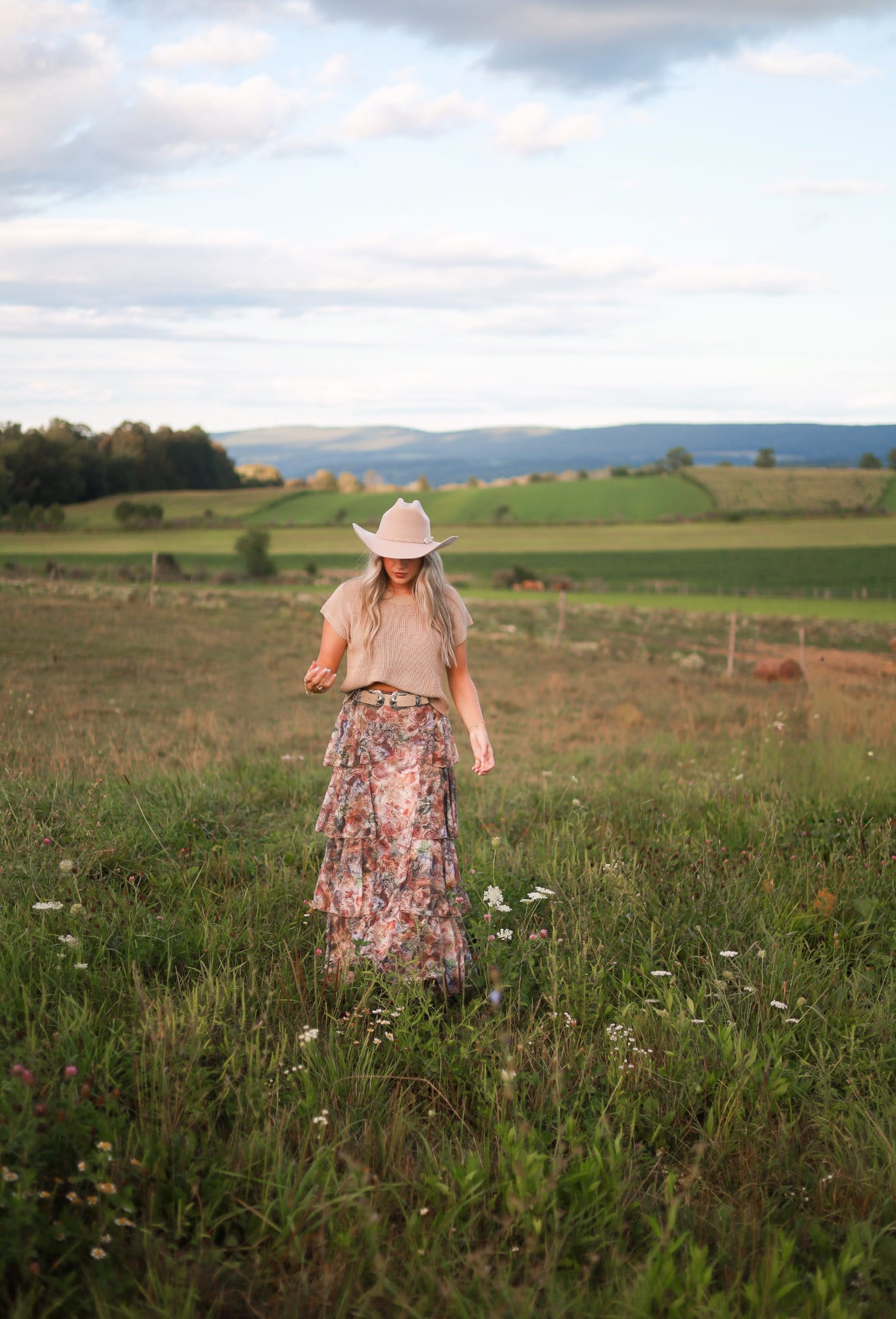 Meadowlark Blooms Tiered Maxi Skirt