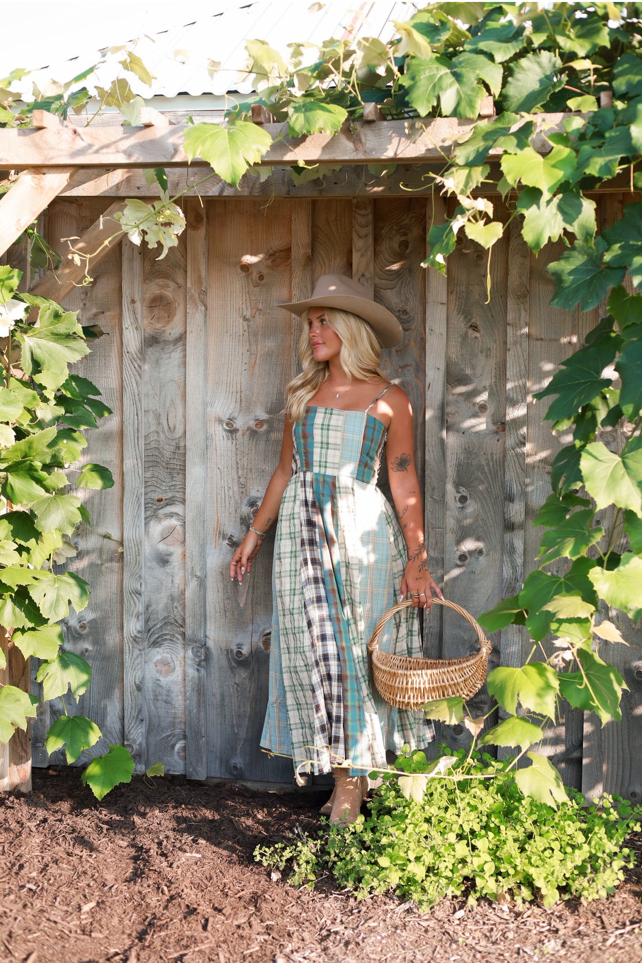 Sagebrush Plaid Maxi Dress - Mint