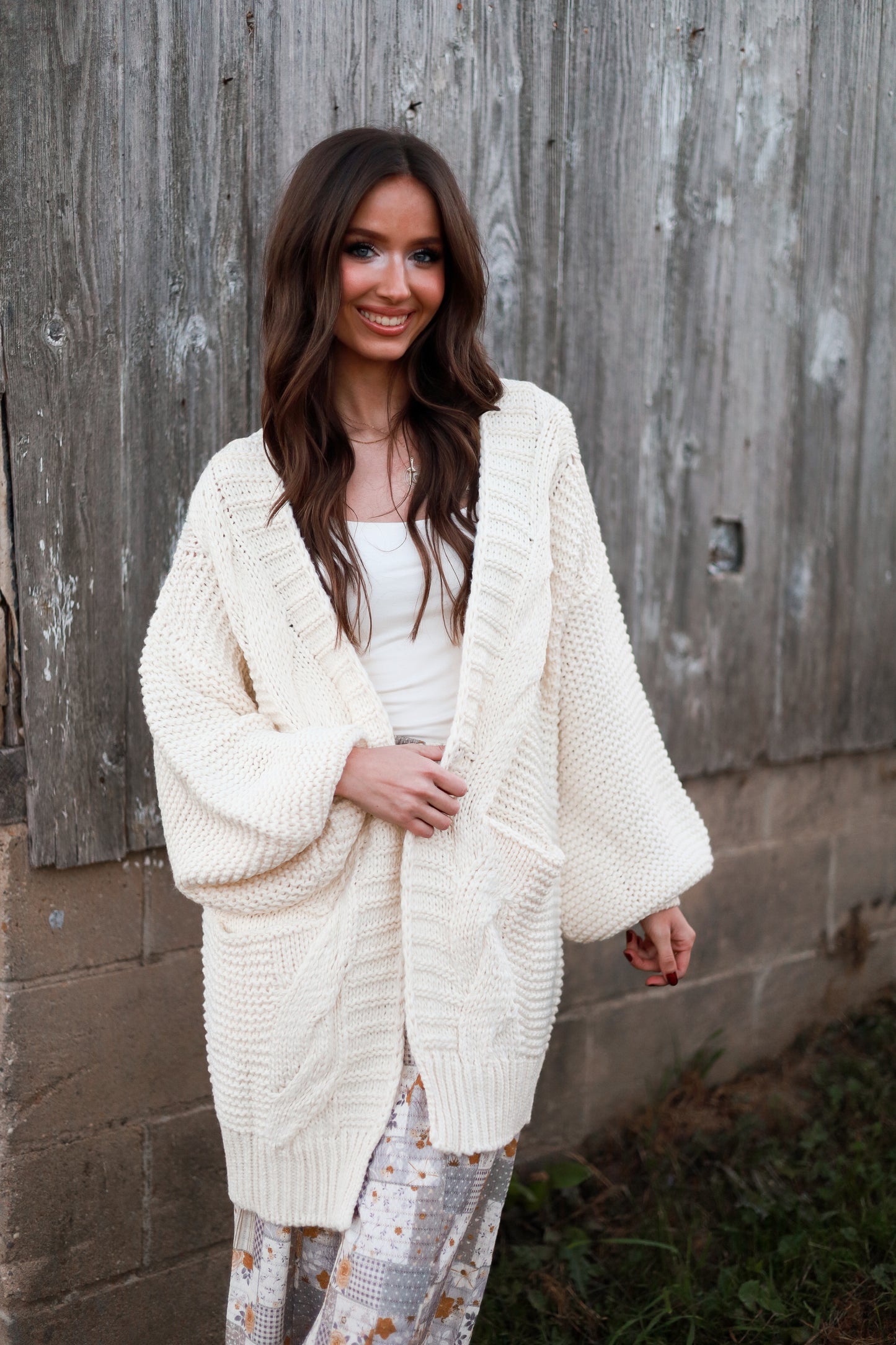 Marshmallow Cream Chunky Knit Cardigan