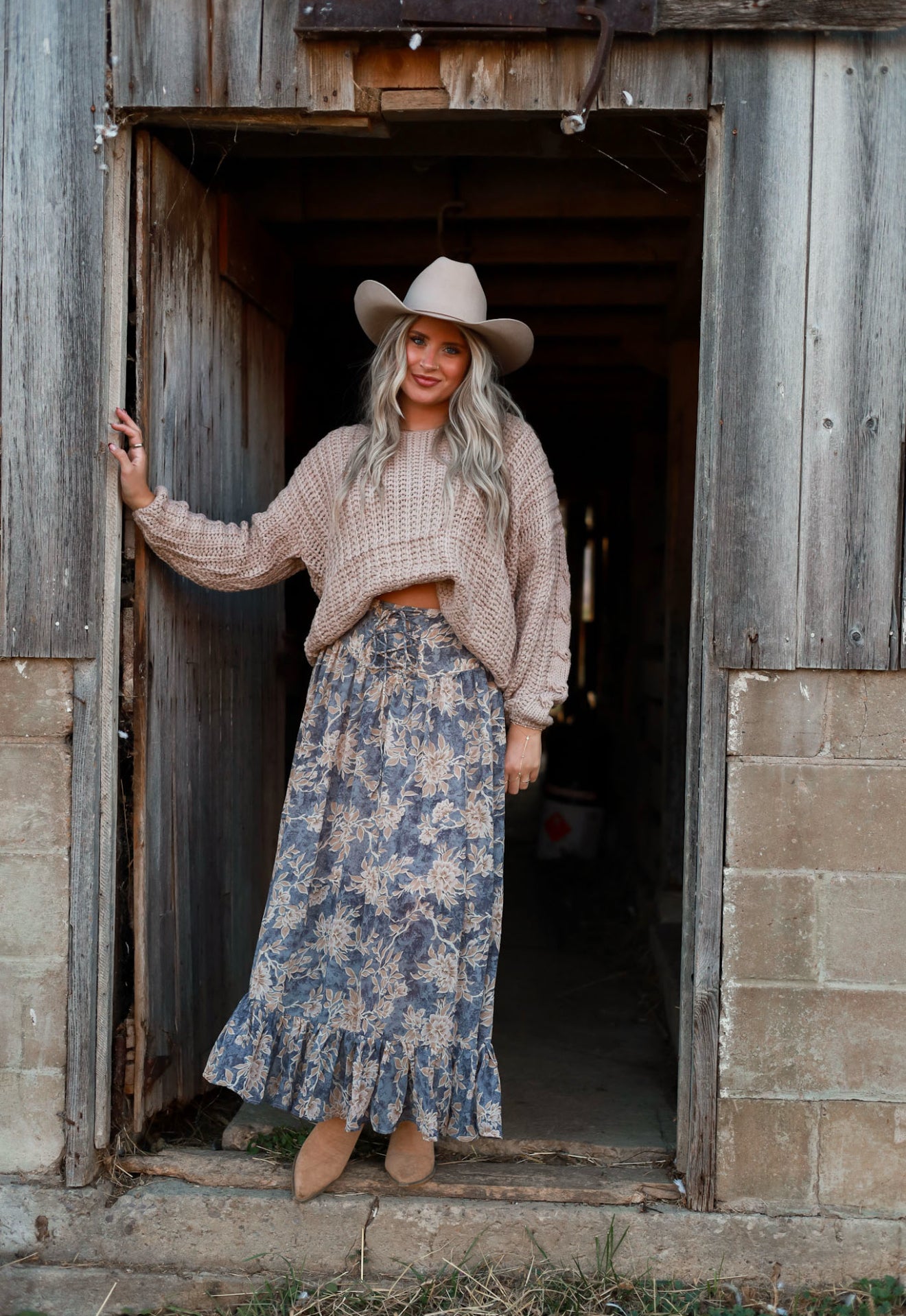 Thistlewood Drop-Waist Maxi Skirt - Blue