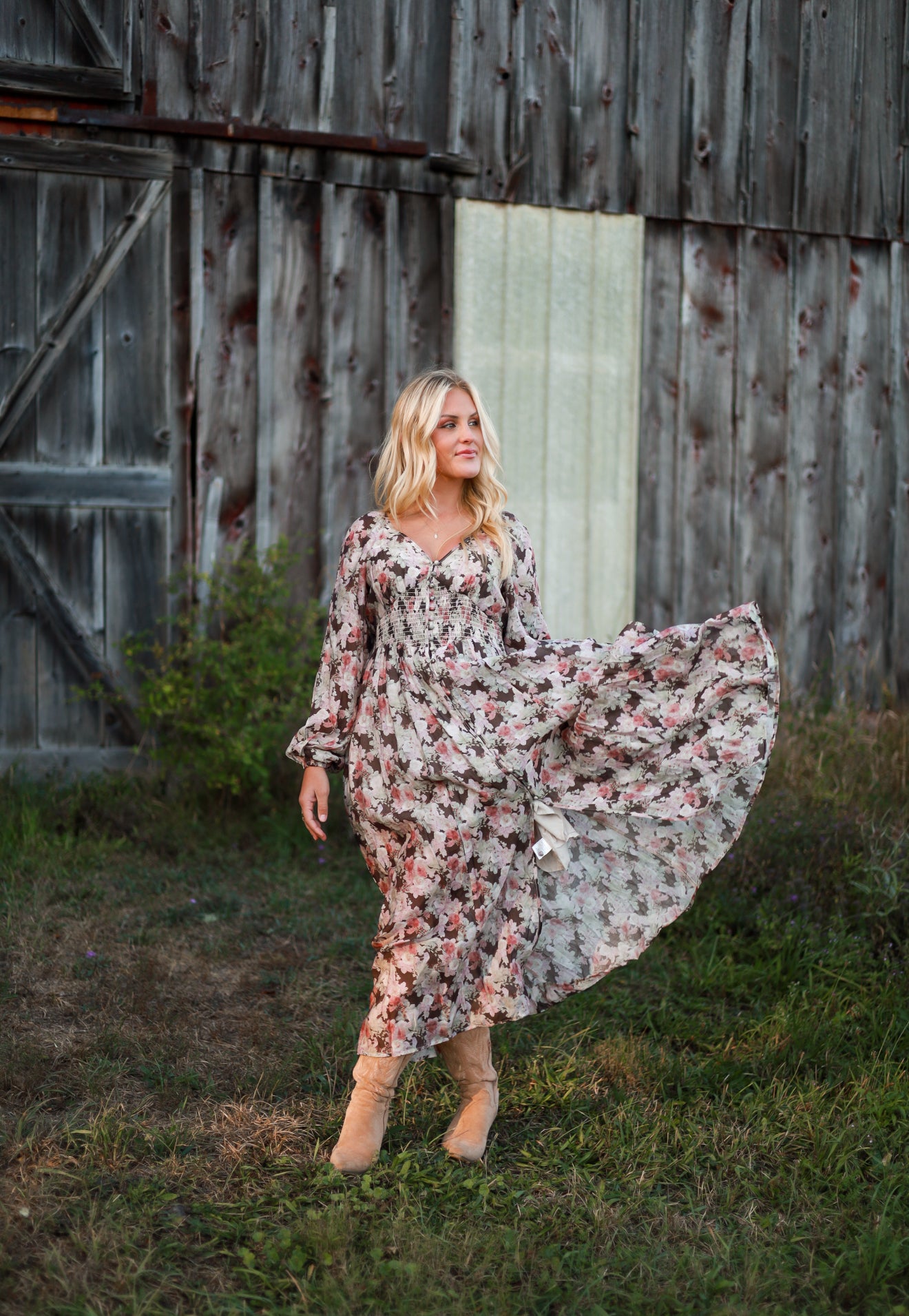 Spiced Orchard Maxi Dress - Brown