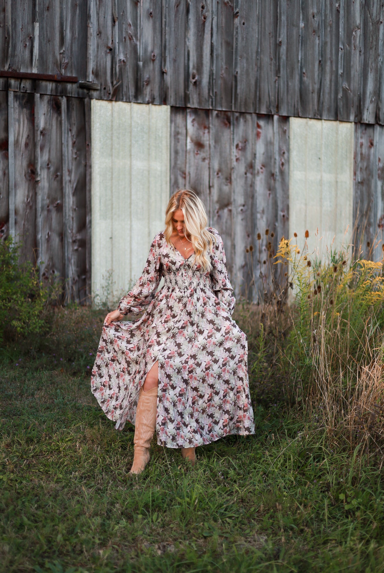 Spiced Orchard Maxi Dress - Brown