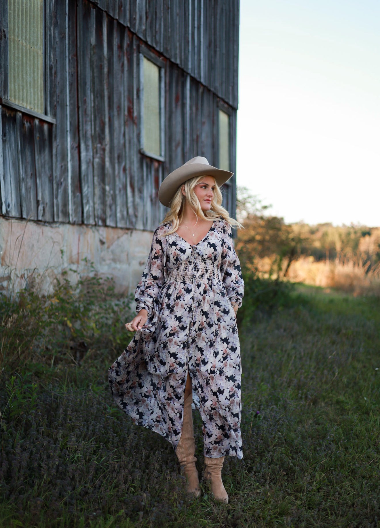 Spiced Orchard Maxi Dress - Black
