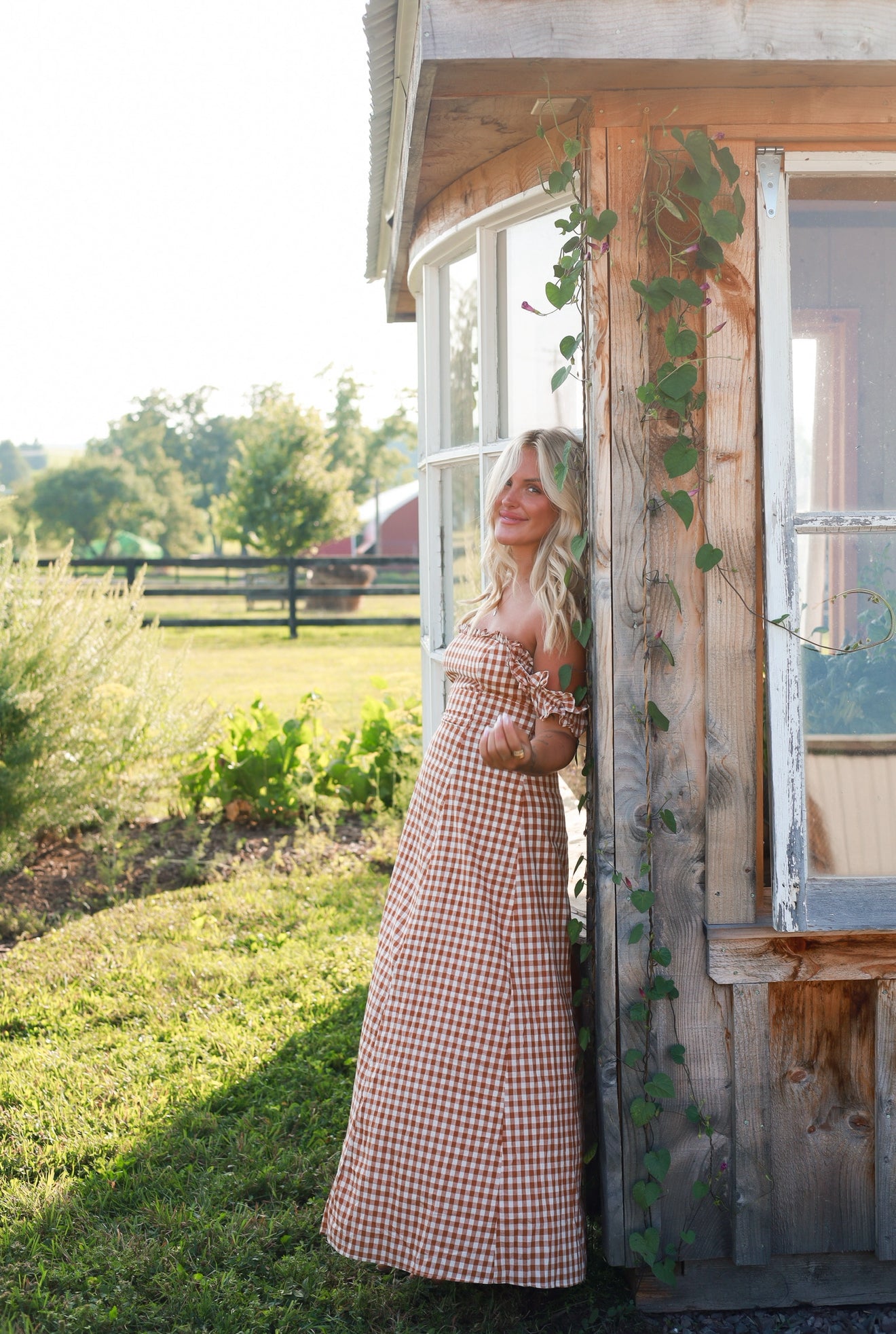 Honey Harvest Gingham Maxi