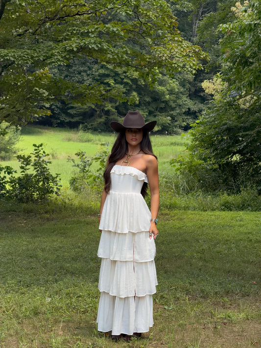 Meadow Muse Ruffle Dress - Cream