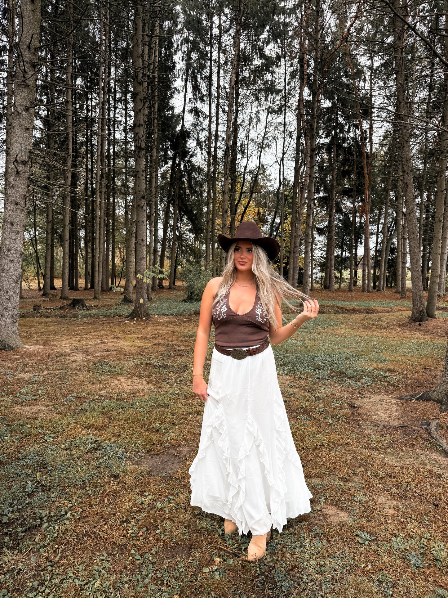 Wisteria Halter Top - Brown