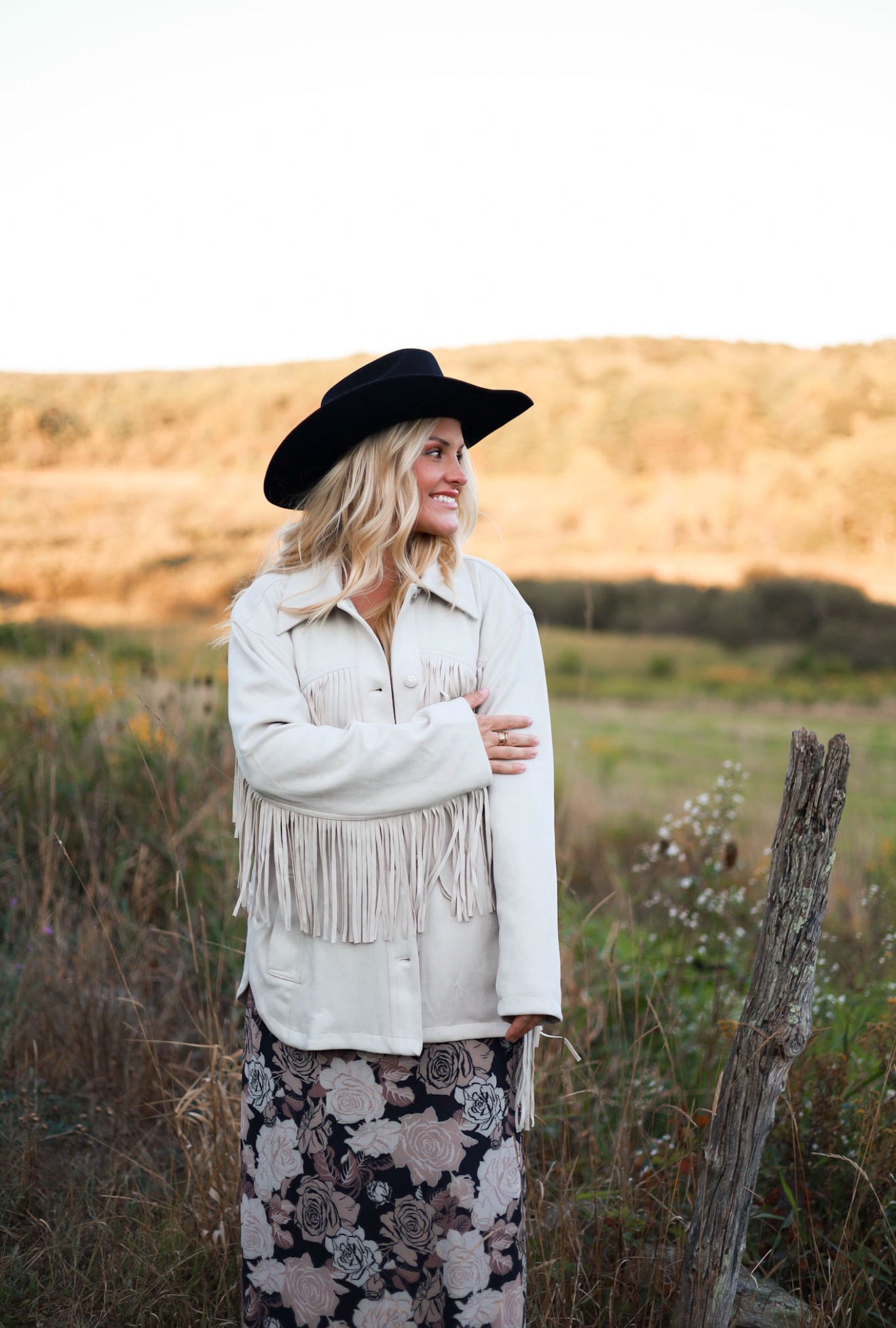 Statton Suede Fringe Jacket - Cream