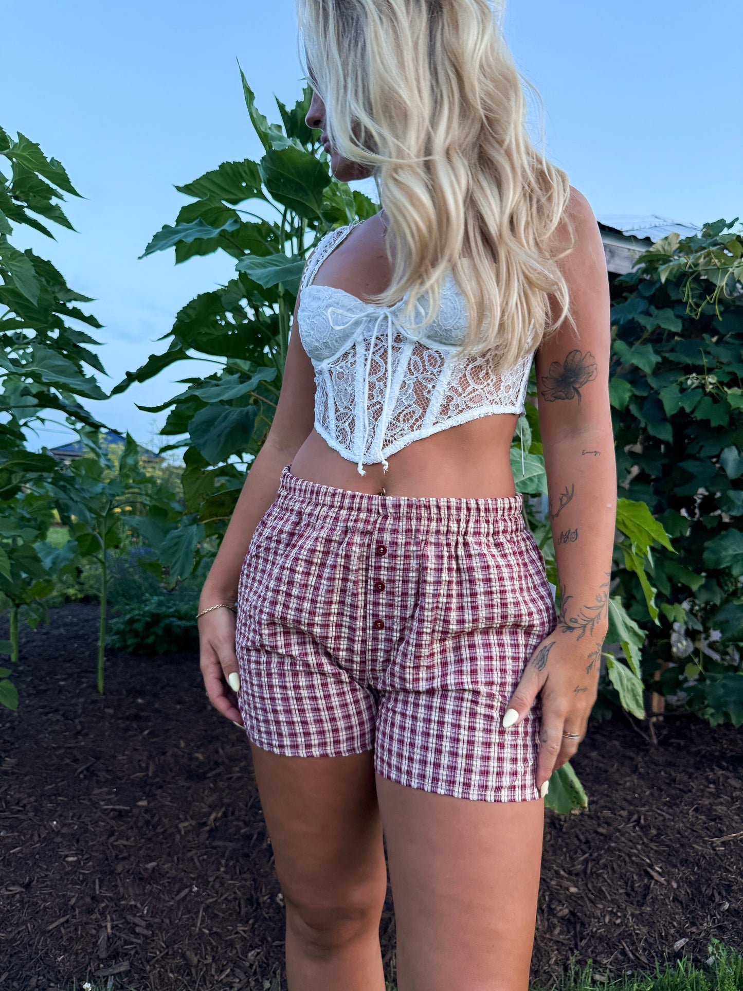 Gingham Boxer Shorts - Red Jam